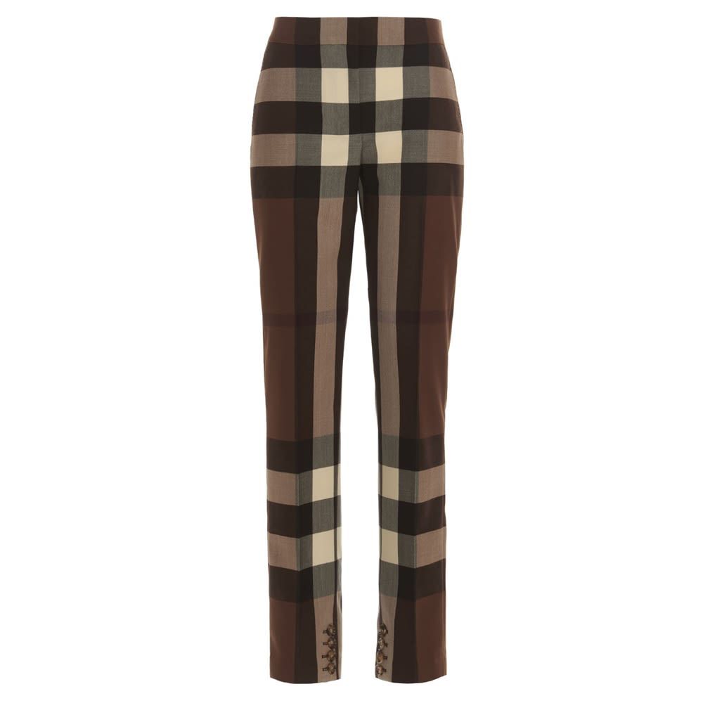 Aimie' pants featuring a check print and a zip, hook-and-eye and button closure.