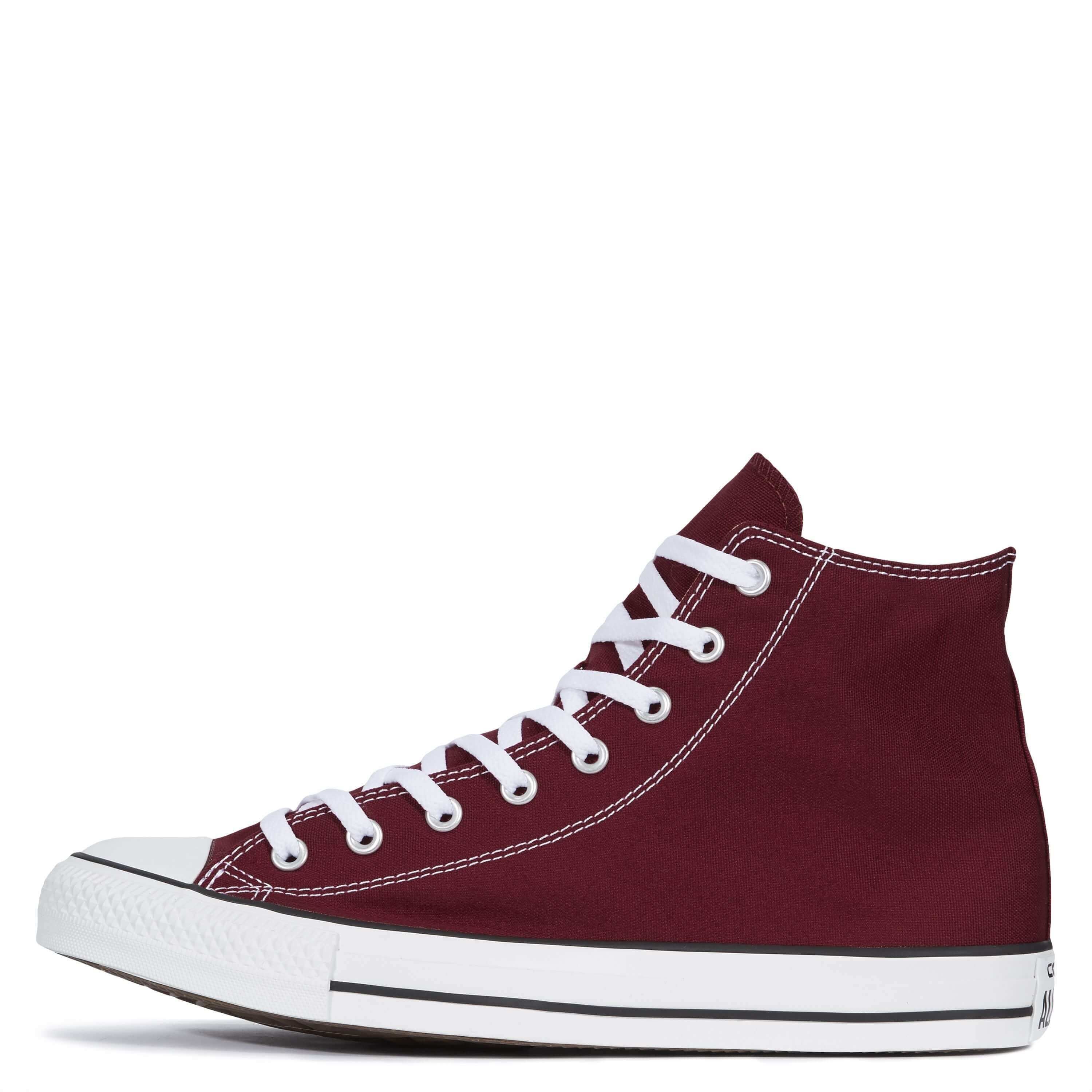 The Converse All Star Hi is a true style icon. The hi-top silhouette is dressed in a burgundy canvas upper, bearing the original Chuck Taylor badge on the inner ankle. A white vulcanised sole with classic toe cap completes. As cool now as it ever was.
