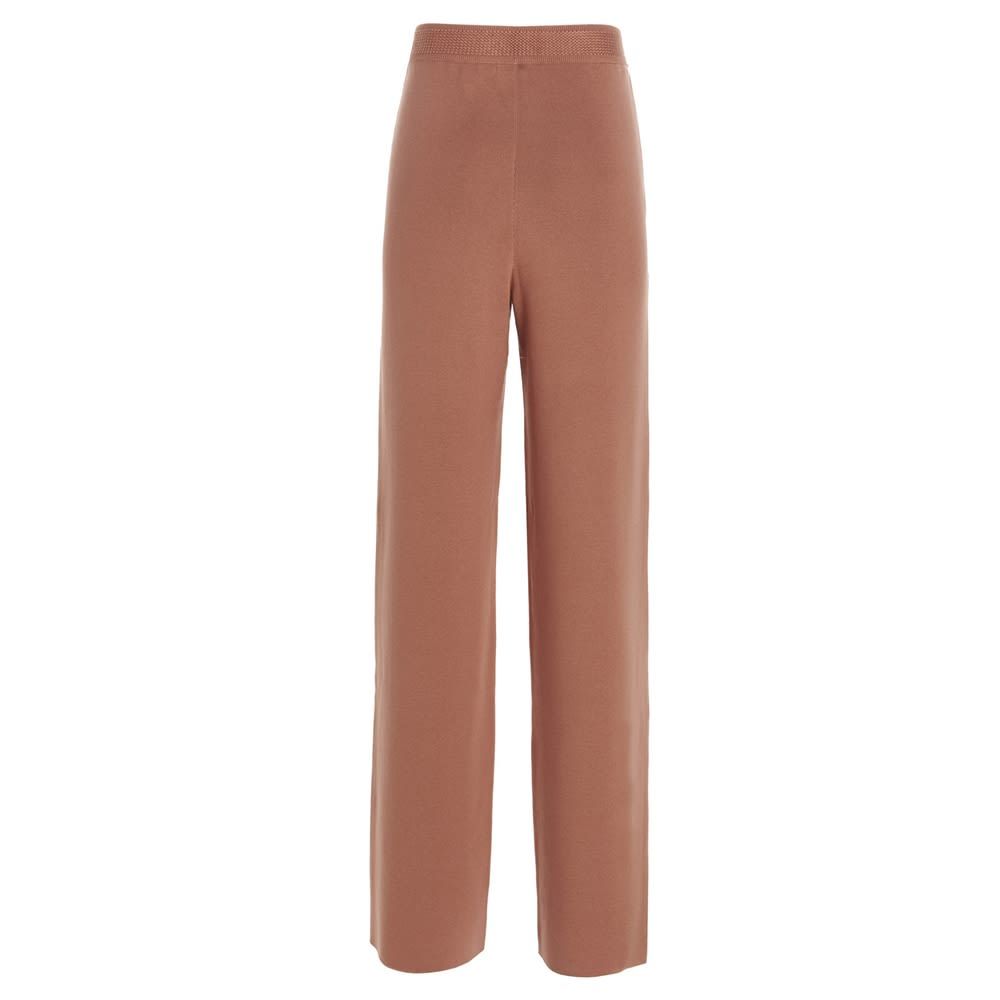'Sorbonne' knitted silk and cotton blend trousers with elastic waistband, wide leg and welt pockets on the sides.