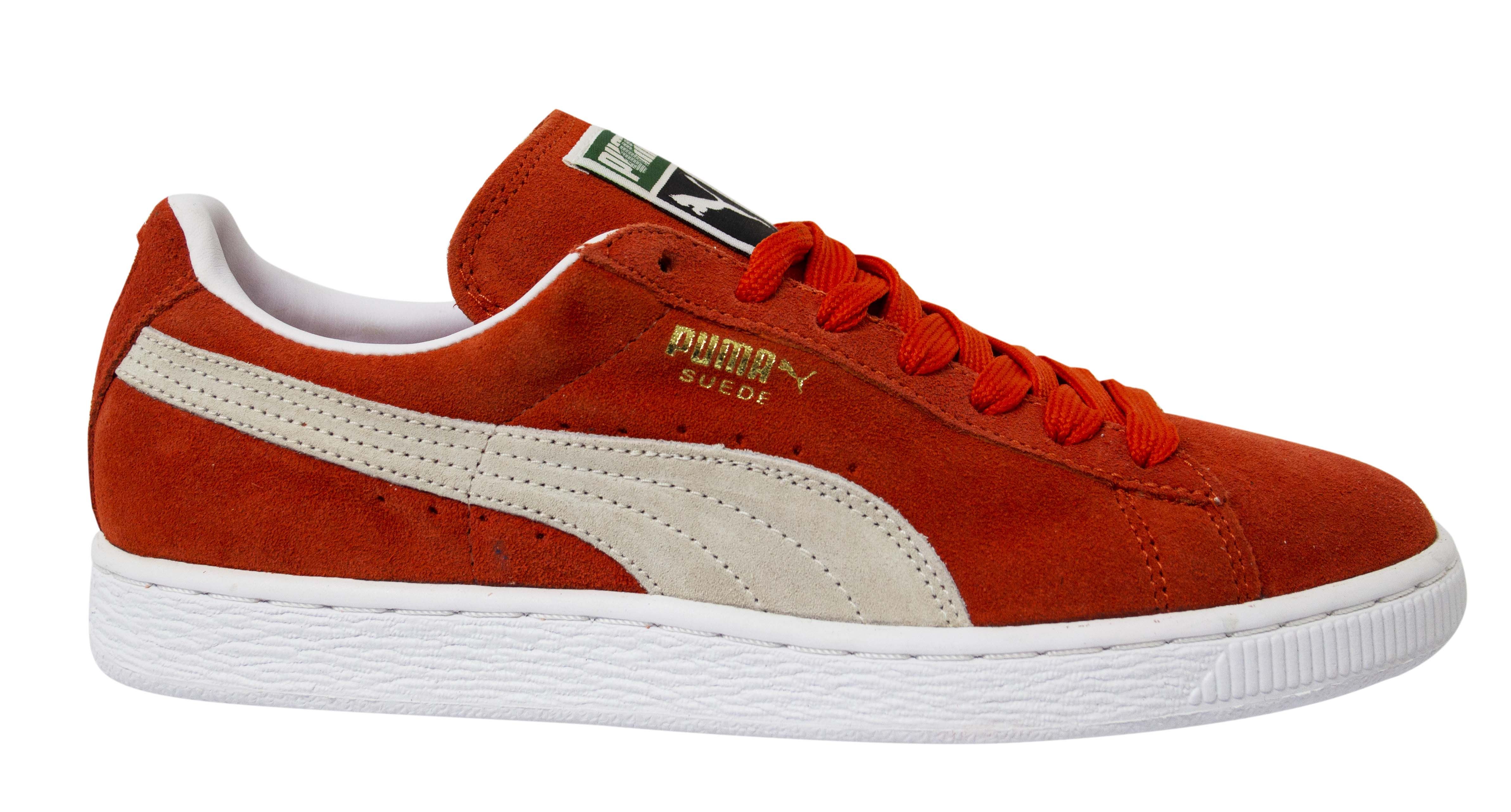 Puma Mens Suede Classic+ Orange Suede Leather Lace Up Trainers 352634 96