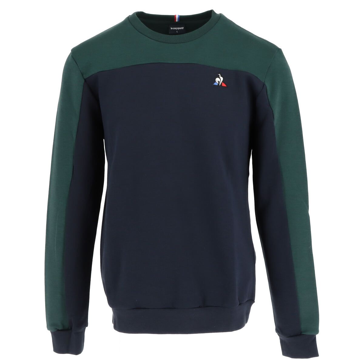 Brand: Le Coq Sportif Gender: Men Type: Knitwear Season: All seasons  PRODUCT DETAIL • Color: blue • Pattern: coloured • Sleeves: long • Neckline: round neck •  Article code: 2011140  COMPOSITION AND MATERIAL • Composition: -85% cotton -15% polyester  •  Washing: machine wash at 30° -85% Cotton -15% Polyester
