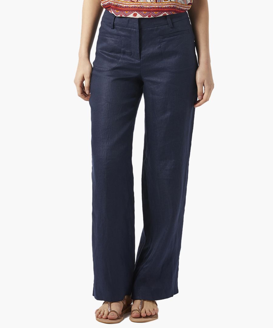 Billy navy pure linen trousers