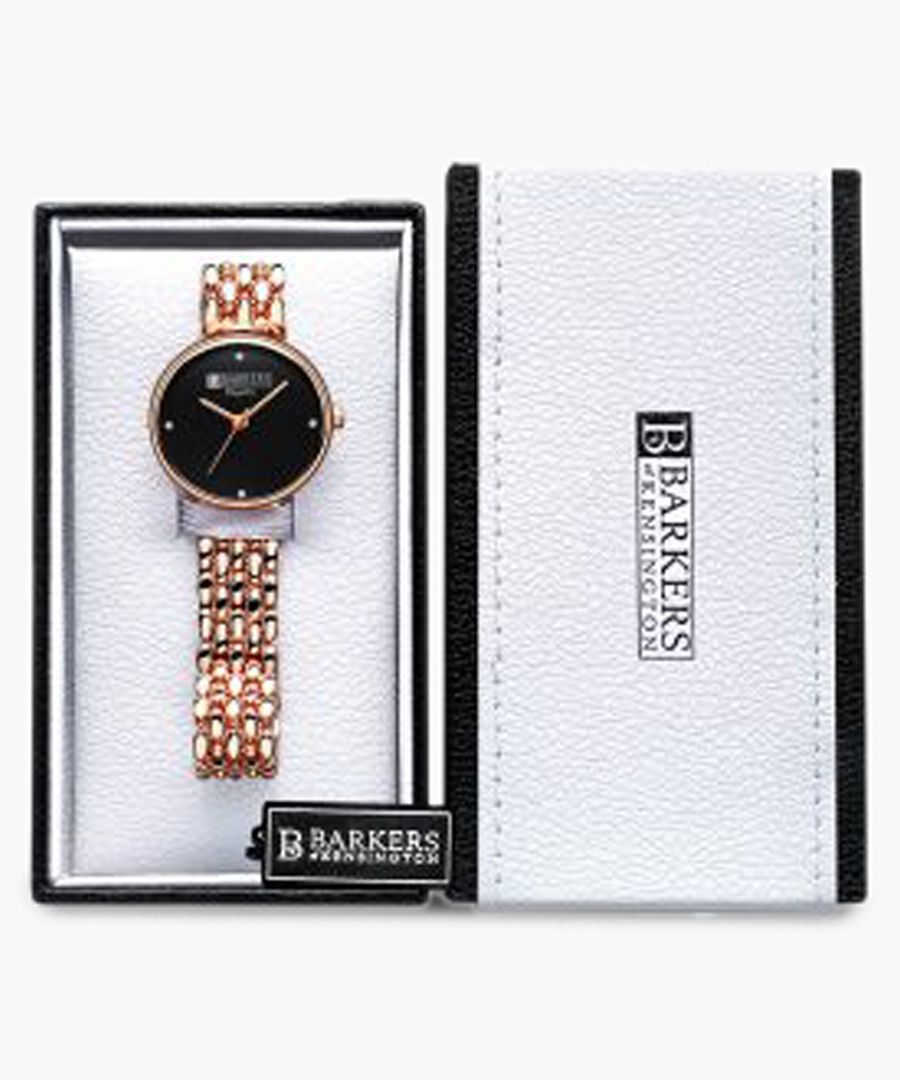 Regatta black and rose gold-plated watch