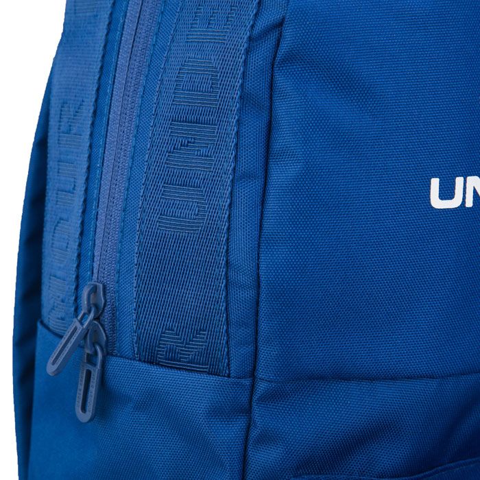 Mens Under Armour Loudon Backpack in blue.- Adjustable HeatGear® shoulder straps.- UA Storm technology repels water without sacrificing breathability.- Soft-lined laptop sleeve—holds up to 15in MacBook Pro® or similarly sized laptop.- 1 zip-shut main compartment.- Large  zipped valuables pocket at the front.- Jacquard wordmark webbing across top.- Top grip handle.- Dimensions: 30 cm W x 13 cm H x 45 cm L.- Main material: 100% Polyester.- Ref: 1342654449Measurements are intended for guidance on