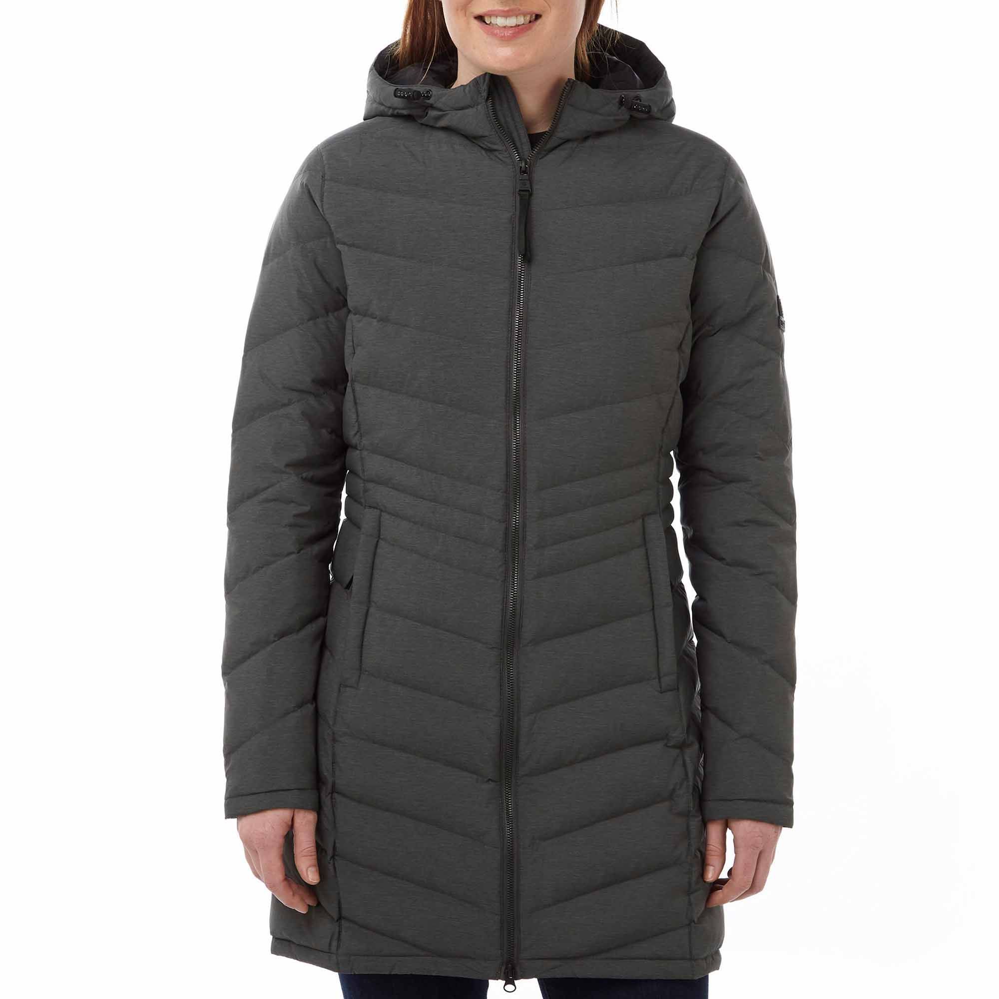 This longer-length down-filled hooded jacket is a smart choice in colder conditions. The surprisingly sleek profile conceals highly effective natural down insulation that’s corralled into neat diagonal baffles for a flattering fit. Lightweight, showerproof and breathable, it’s a winter outdoor essential.