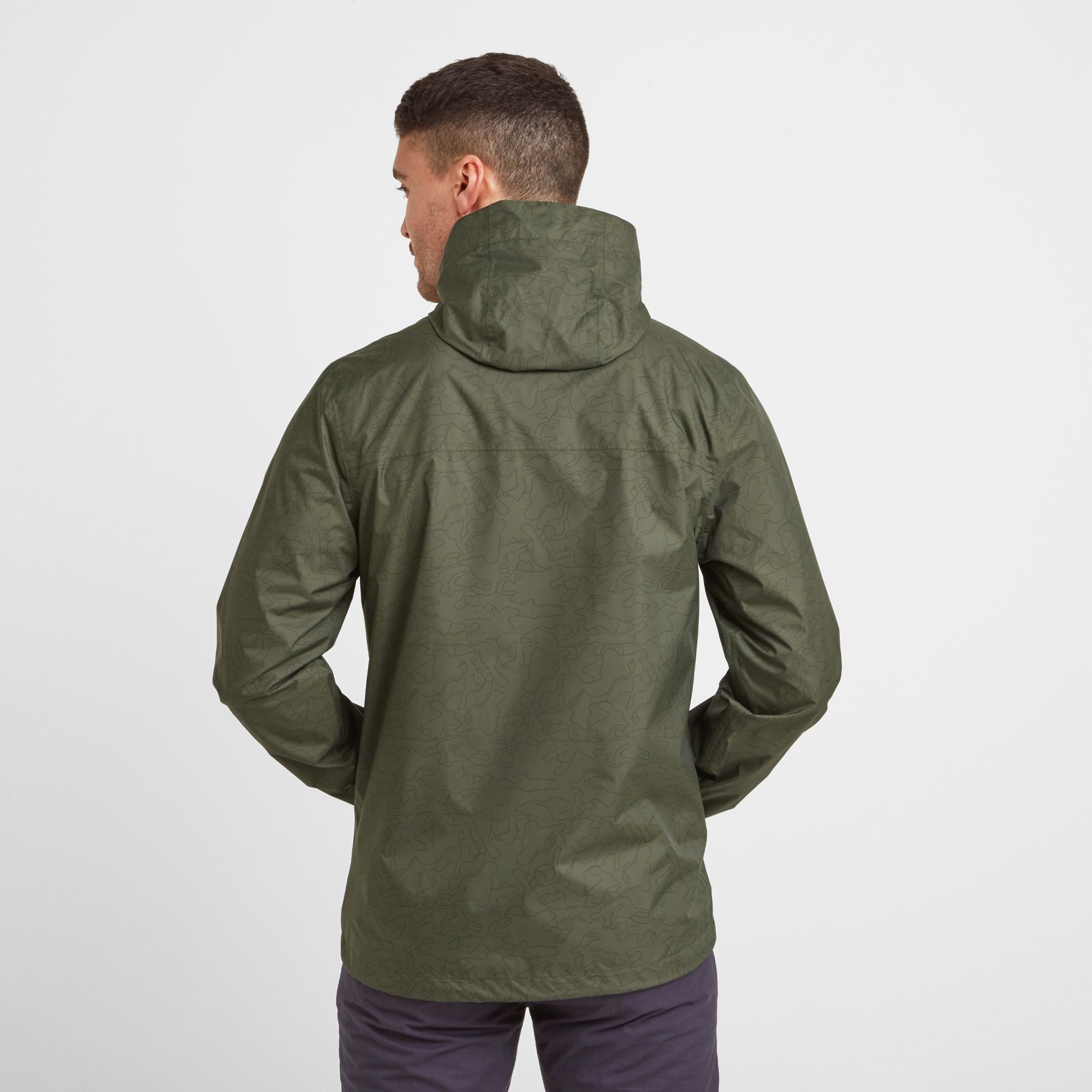 Craven Mens Waterproof Packaway Jacket Khaki Outline Camo