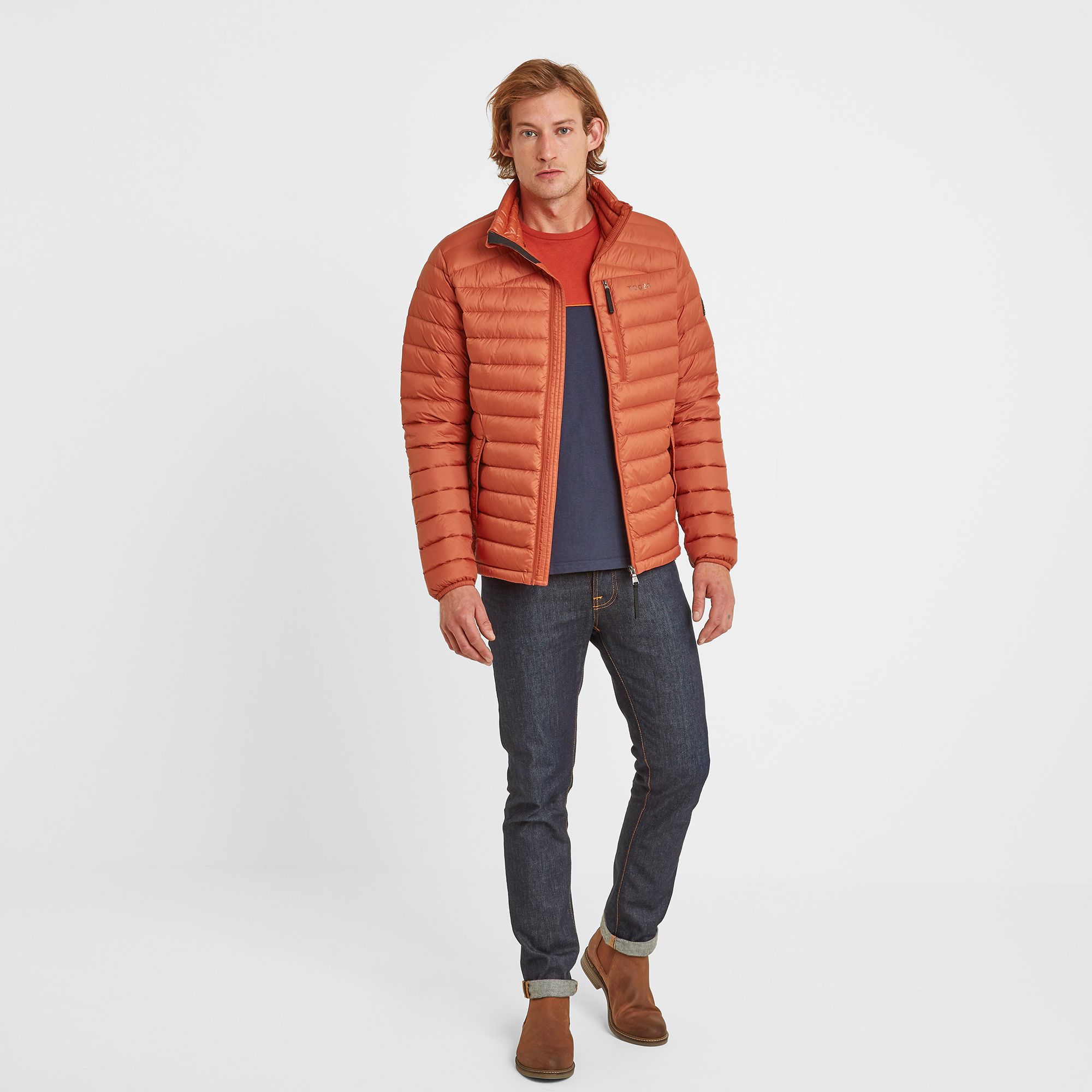 Drax Mens Funnel Down Jacket Burnt Orange