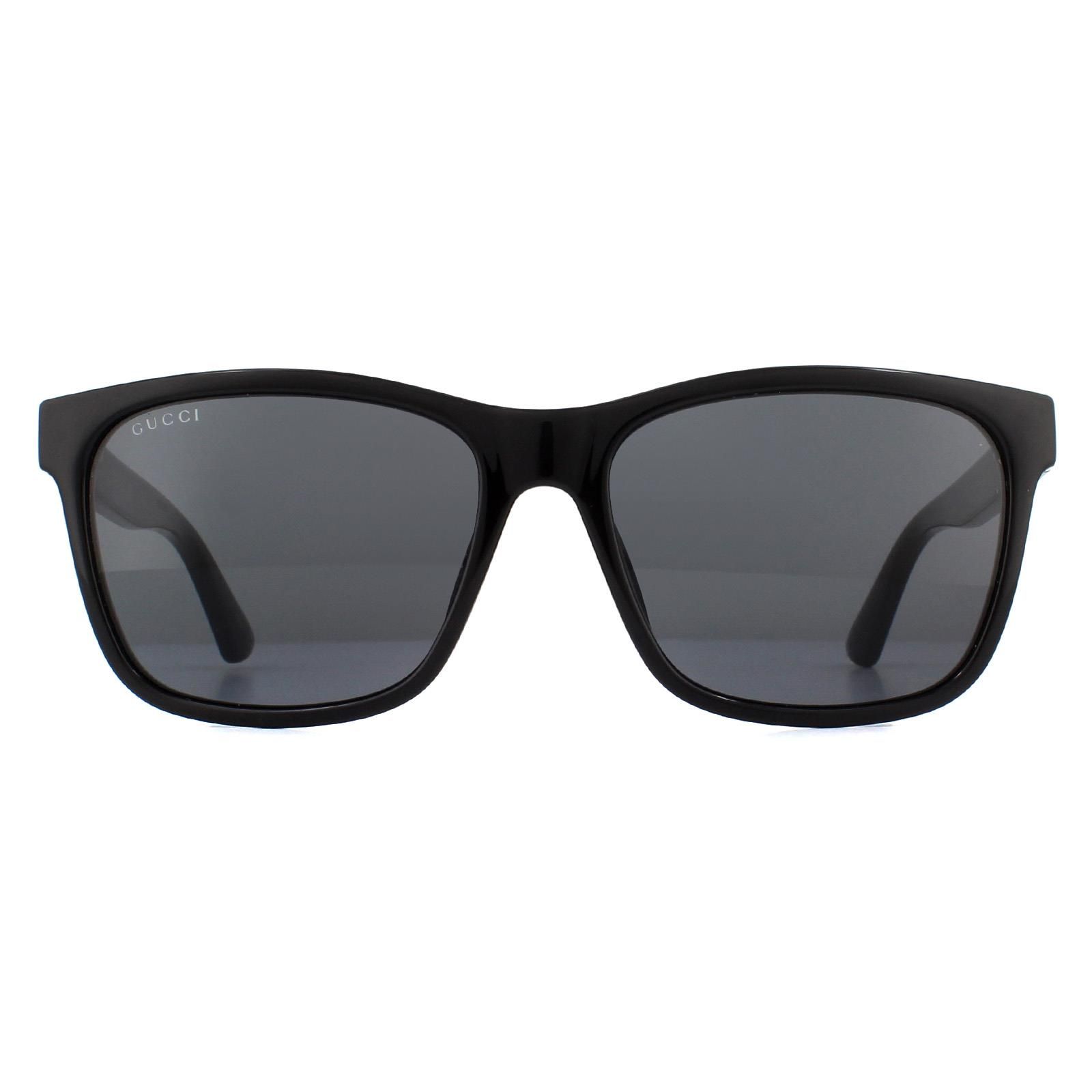 Gucci Sunglasses GG0746S 001 Black Grey  are a classic rectangular style made from chunky acetate with Gucci branding on the temples.