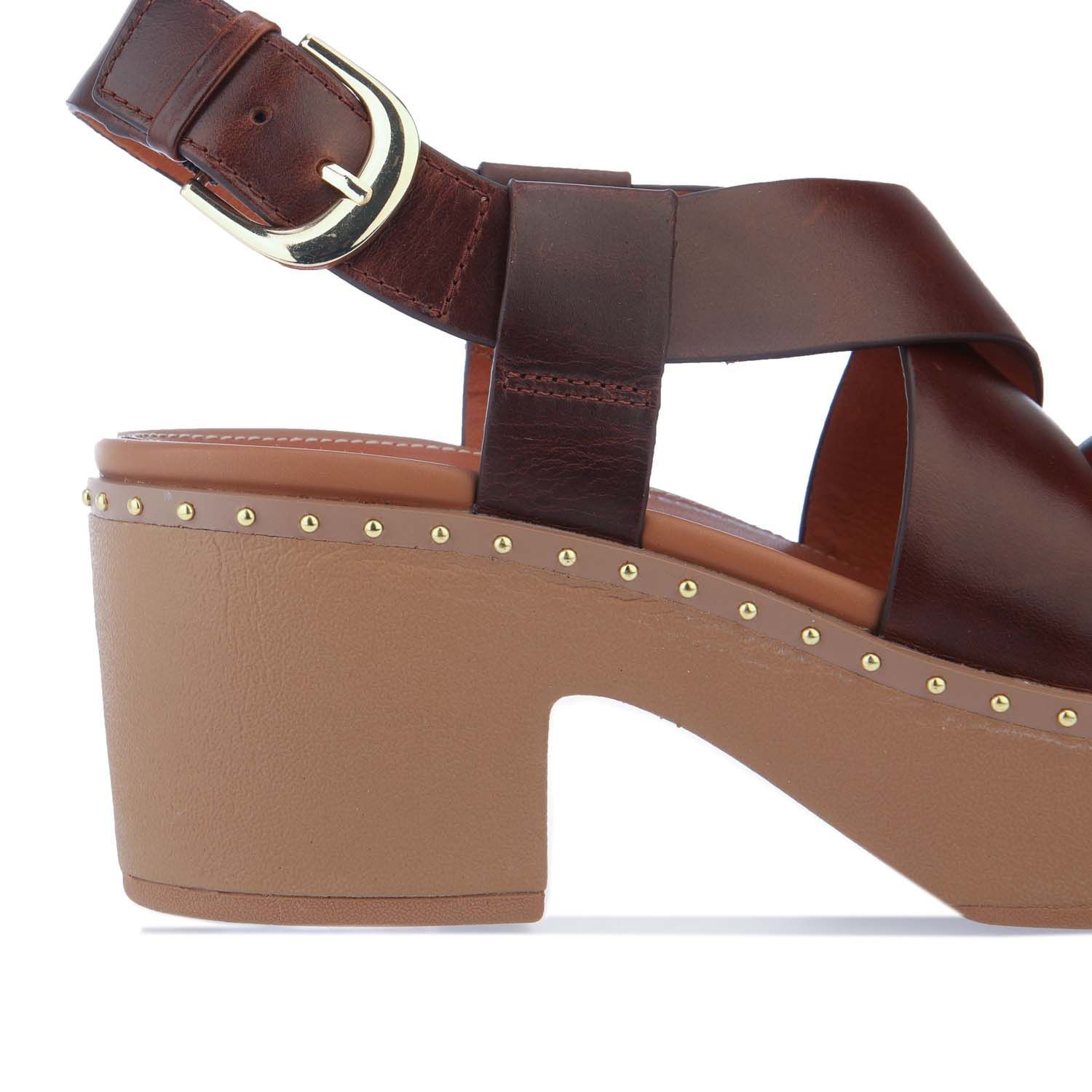 Women's Fitflop Pilar Back-Strap Leather Clogs in Chocolate