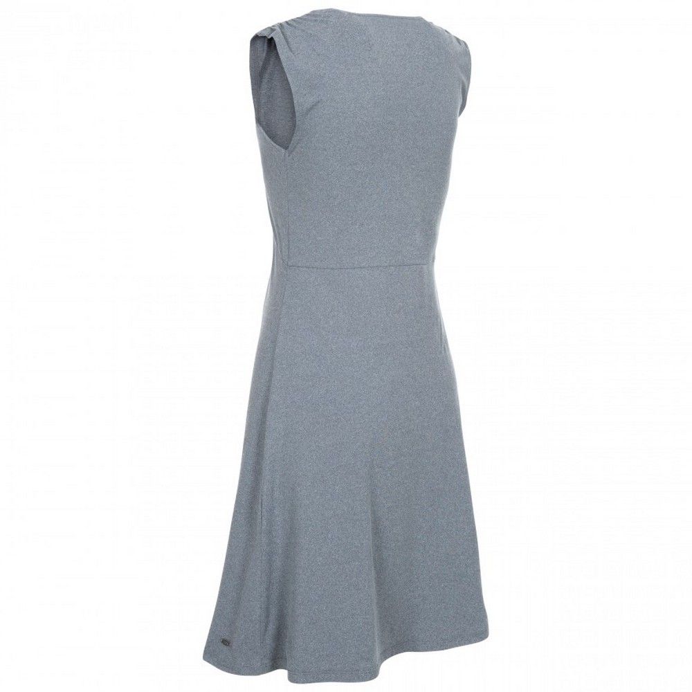 Smart-casual jersey knit marl dress featuring a flattering V neck design with twist detail and simple pattern. Gather shoulder detail. Material: 88% Polyester, 12% Elastane.