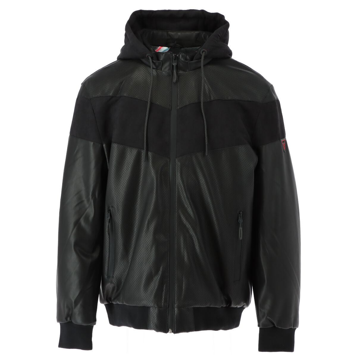 Brand: Guess
Gender: Men
Type: Jackets
Season: Fall/Winter

PRODUCT DETAIL
• Color: black
• Fastening: with zip
• Sleeves: long
• Collar: hood
• Pockets: zip pockets

COMPOSITION AND MATERIAL
• Composition: -2% elastane -98% polyester