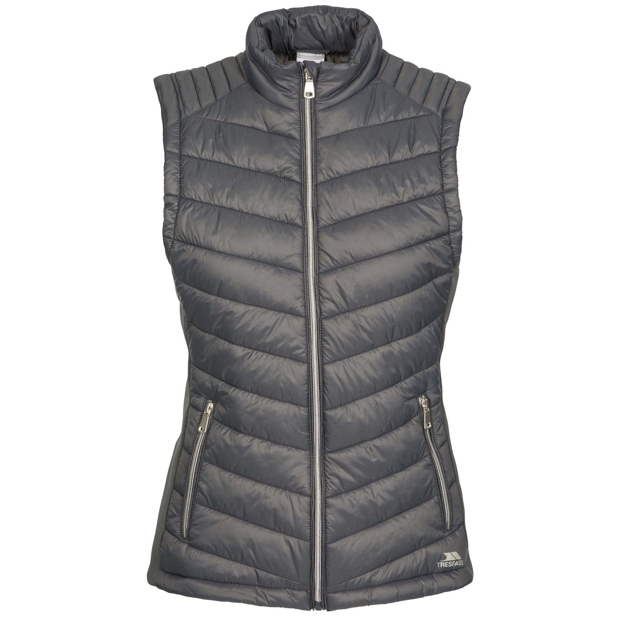 Womens padded gilet with downtouch padding. Furry fleece lining. Rib side panels. 2 x zip pockets. Ideal for wearing outside on a cold day. Shell: 100% Polyamide. Lining: 100% Polyester. Filling: 100% Polyester.