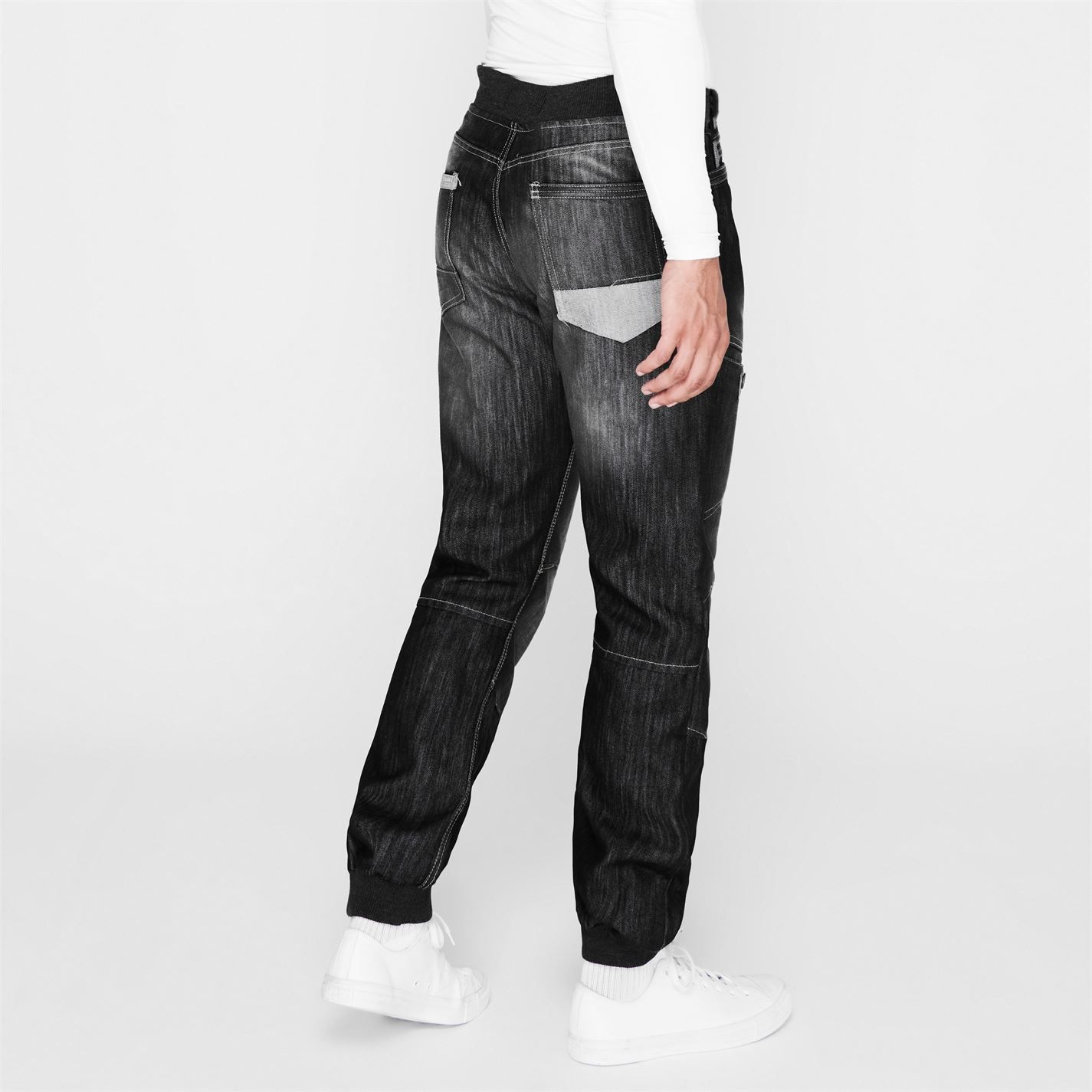 No Fear Mens Cuffed Jeans Jog Pants Trousers Bottoms Tie Fastening Elasticated