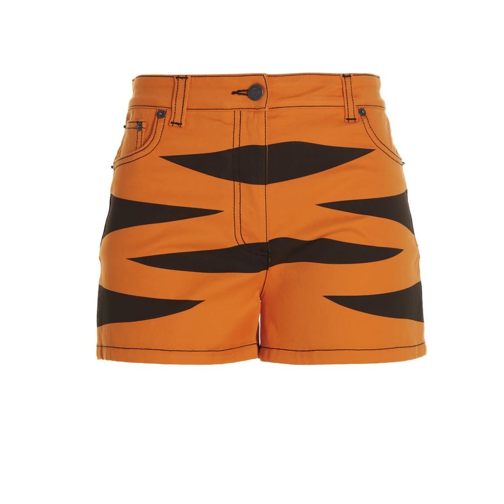 'Year of the Tiger' shorts in denim featuring an all over print, a zip and button closure.
