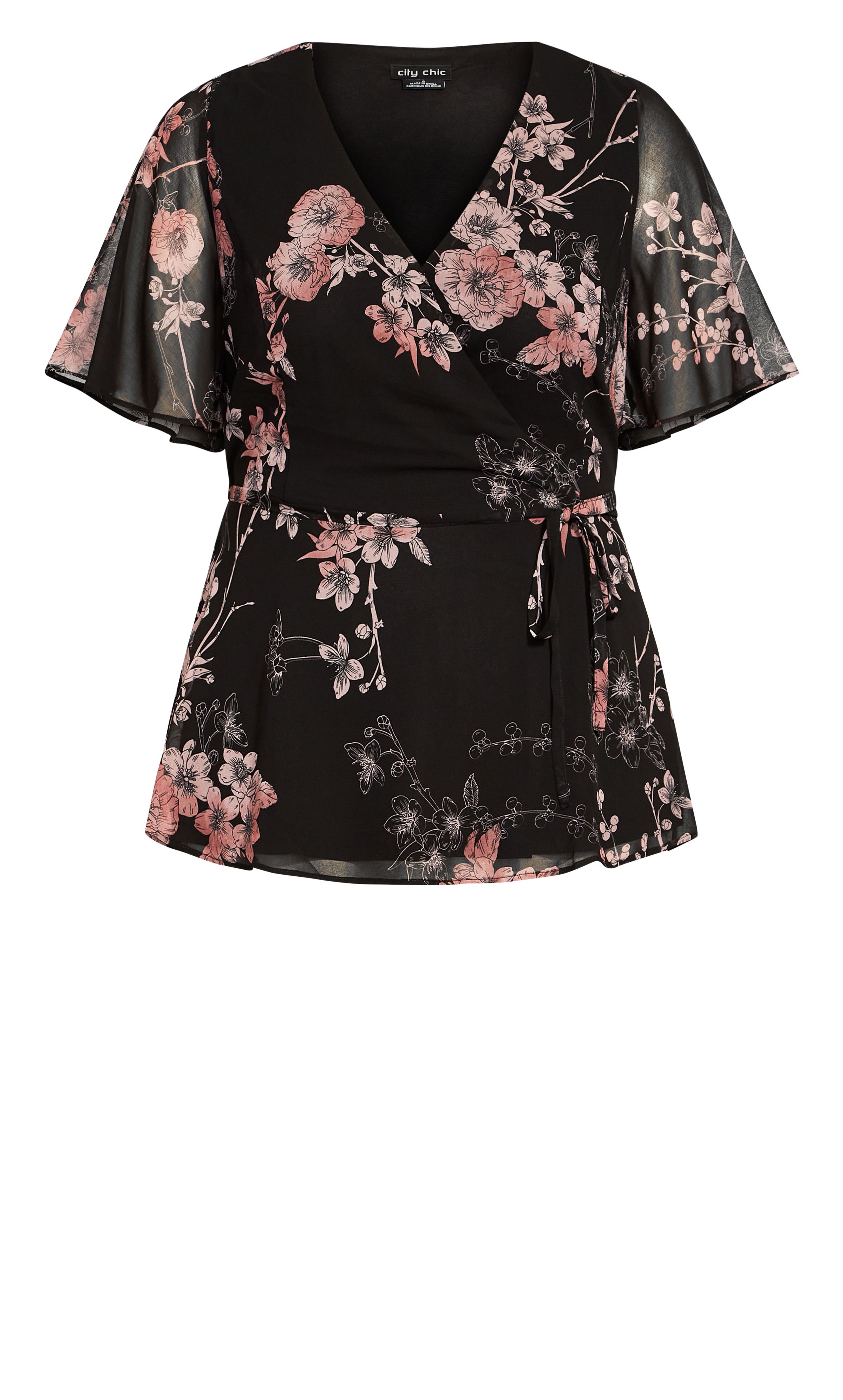 Effortlessly combine classic romanticism with utter femininity in the Blossom Love Top. Featuring a deep V-neckline, short sleeves, a fabric tie to the waist and a glamorous all-over floral print, this blouse is an adaptable and versatile wardrobe essential. Key Features Include: - Faux wrap ruffled V neckline - Elbow length frilled sleeves - Elasticated back waistline with adjustable tie - Peplum silhouette - Relaxed hemline - Lightweight unlined fabrication Style this top with a pair of black skinny jeans and ankle boots!