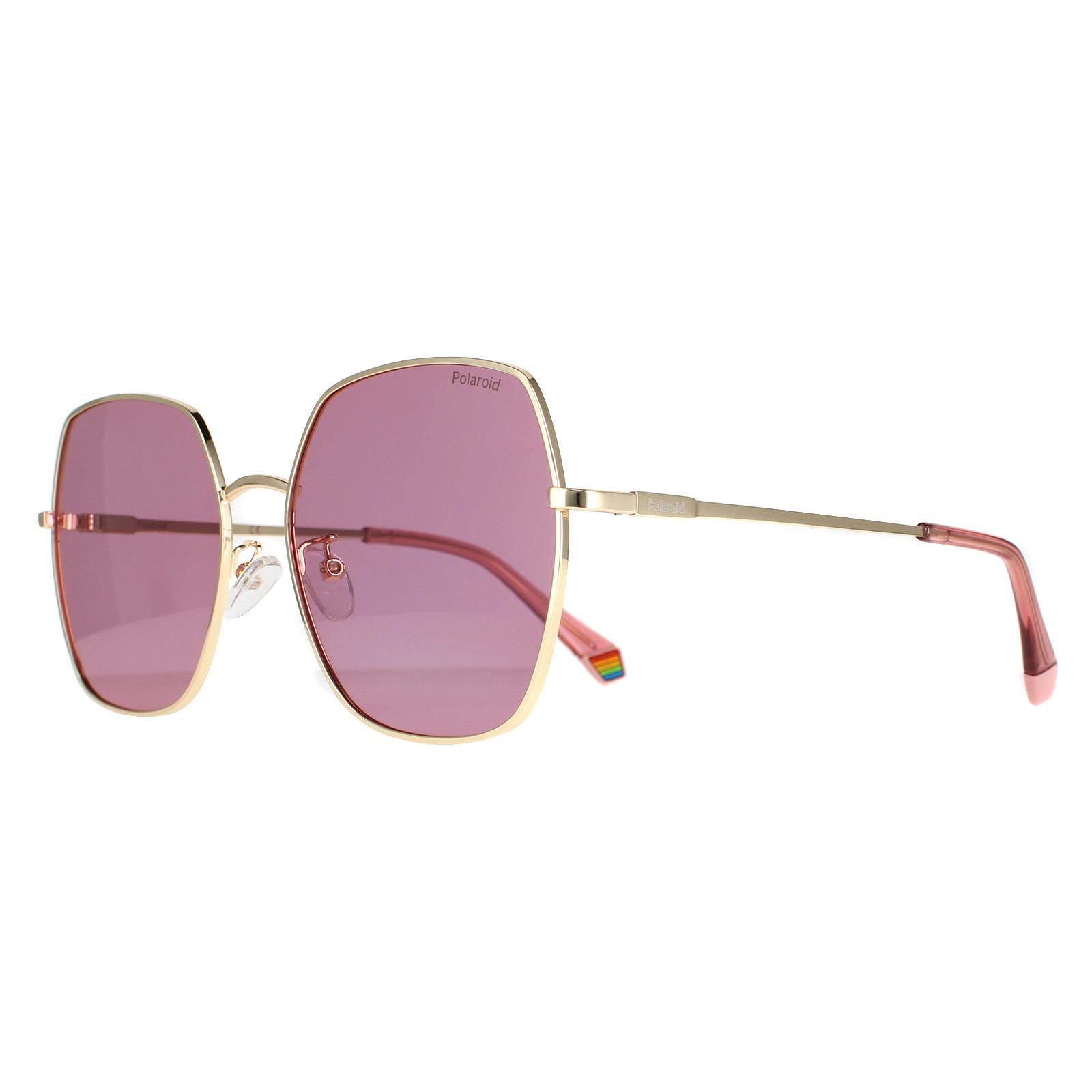 Polaroid Round Womens Gold Pink Pink Polarized PLD 6178/G/S  Polaroid are a contemporary take on the hexagonal shape crafted from lightweight metal. Slender temples are embellished with the Polaroid logo while adjustable nose pads ensure a comfortable fit.