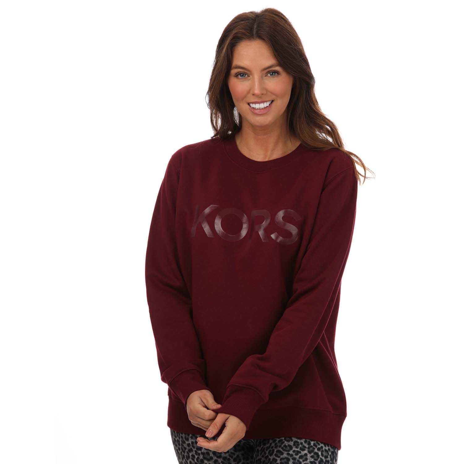 Women's Michael Kors Logo Organic Cotton Blend Sweatshirt in Burgundy