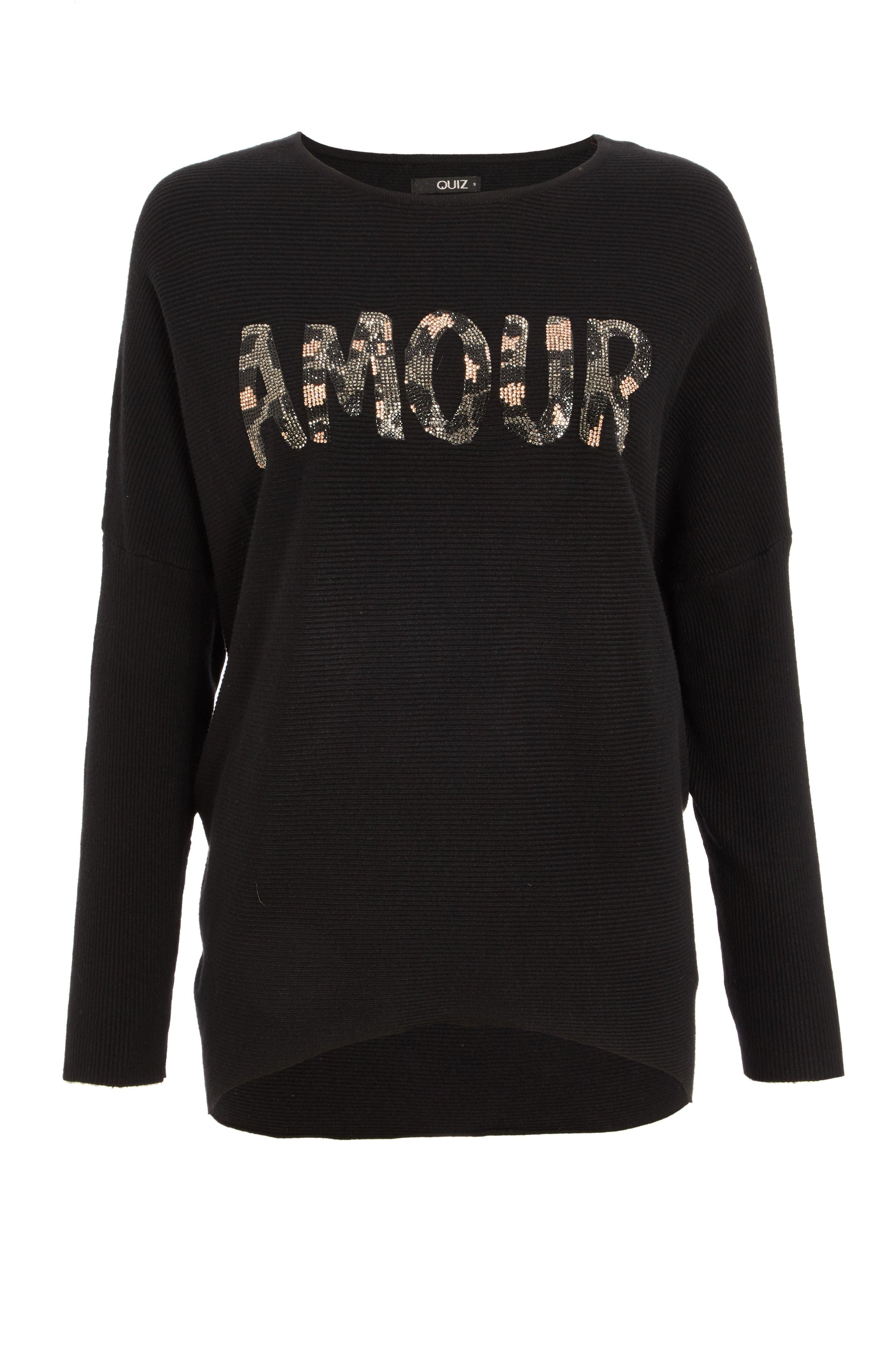 - Knitted jumper  - 'Amour' slogan  - Sequin detail  - Round neck  - Ribbed finish  - Length: 60cm approx  - Model Height: 5' 9