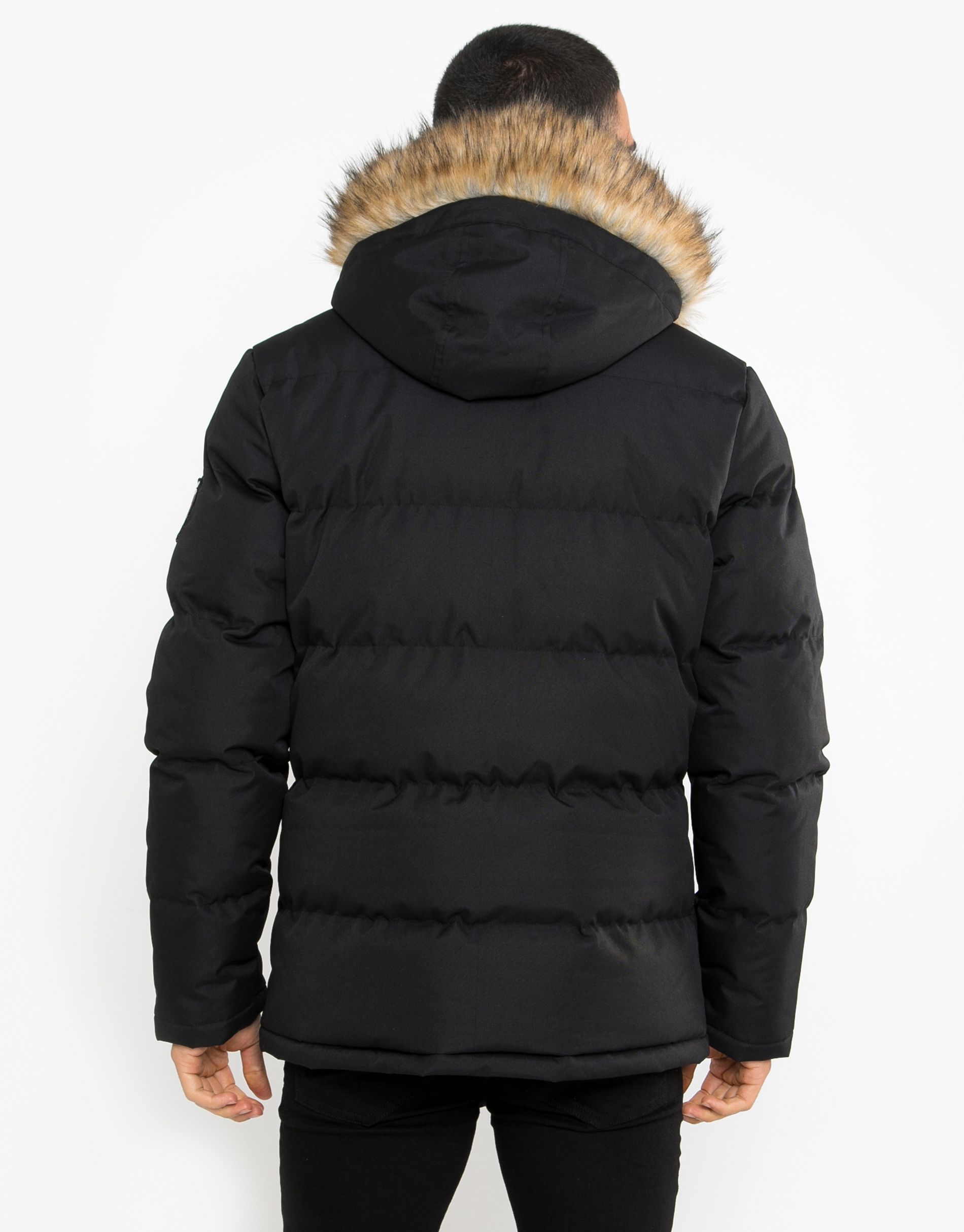 Threadbare Arnwood Black Plain Padded Jacket