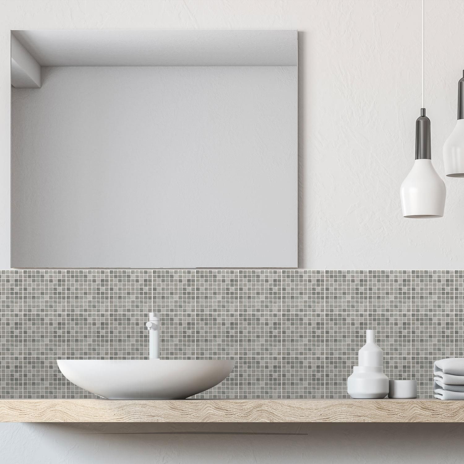 -Our new Natural Grey Limestone Mosaic Wall Tile Sticker Set gives any space a stunning aesthetic! 
-To apply, just peel and stick onto any clean, flat surfaces like wall, furniture or as window screen, and you are good to go! 
- Please note that due to different devices and screen settings, the colour of the webpage picture you see may have a certain colour difference from the actual product.
- Package Contains  24 pieces of stickers 15 cm (6 in). Coverage area: 0.54 square meters