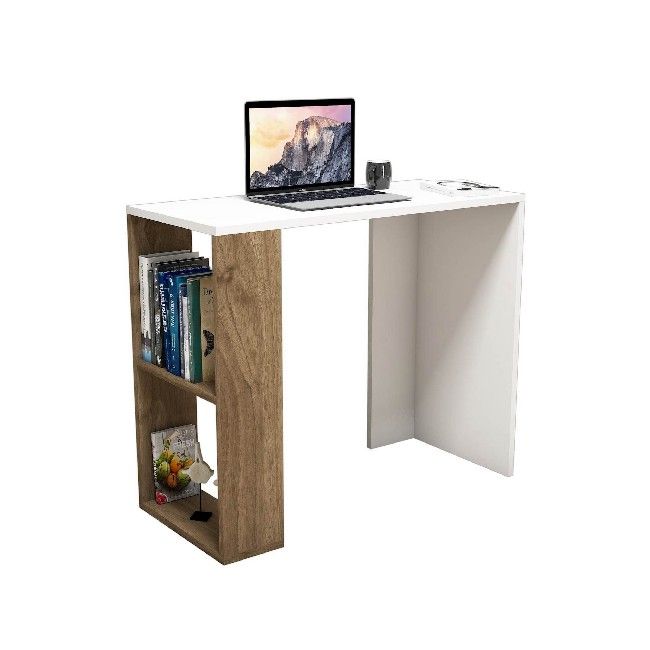 This modern and functional desk is the perfect solution to make your work more comfortable. It is suitable for supporting all computers and printers. Thanks to its design it is ideal for both home and office. Easy-to-clean and easy-to-assemble assembly kit included. Color: White, Walnut | Product Dimensions: W90xD40xH75 cm | Material: Melamine Chipboard, PVC | Product Weight: 15 Kg | Supported Weight: 20 Kg | Packaging Weight: W94xD44xH8 cm Kg | Number of Boxes: 1 | Packaging Dimensions: W94xD44xH8 cm.