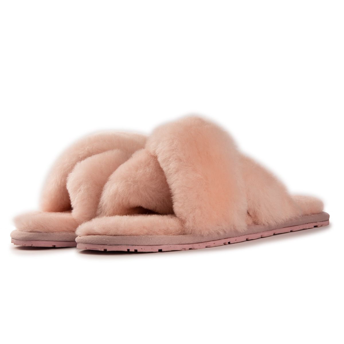 Soft premium genuine Australian Sheepskin wool upper 
 Easy to slide on footwear used in any weather 
 Full premium sheepskin insole 
 Cross over style strap giving a great fit 
 Soft Rubber outsole – highly durable and lightweight 
 Stylish, Fluffy and cosy all at the same time 
 100% brand new and high quality, comes in a branded box, suitable for gifting