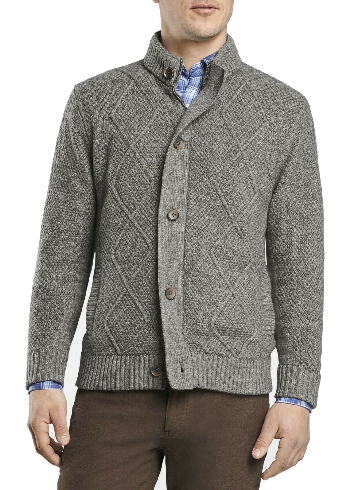 <br>Color: Grays<br>Size Type: Regular<br>Size (Men's): S<br>Style: Cardigan<br>Material: Wool Blends