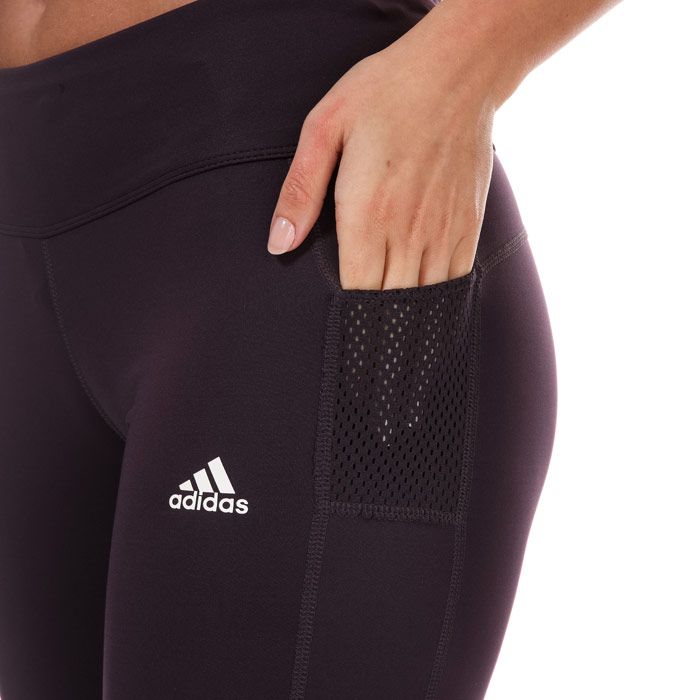 Womens adidas Own The Run Leggings in purple.- Drawcord-adjustable waist.- High rise.- Climacool ventilation.- Sweat-guard pocket.- Pre-shaped knees.- 360 reflectivity.- Medium-compression Sprintweb.- Doubleknit.- Fitted fit.- 55% Polyester ( Recycled)   28% Polyester  17% Elastane. Machine washable.- Ref: GC6638