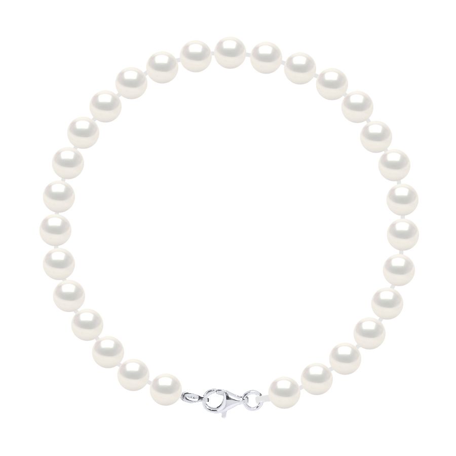 Bracelet made with Cultured Freshwater Pearls 6-7 mm - 0,24 in - Natural White Color and clasp 925 Sterling Silver Length 18 cm , 7 in - Our jewellery is made in France and will be delivered in a gift box accompanied by a Certificate of Authenticity and International Warranty