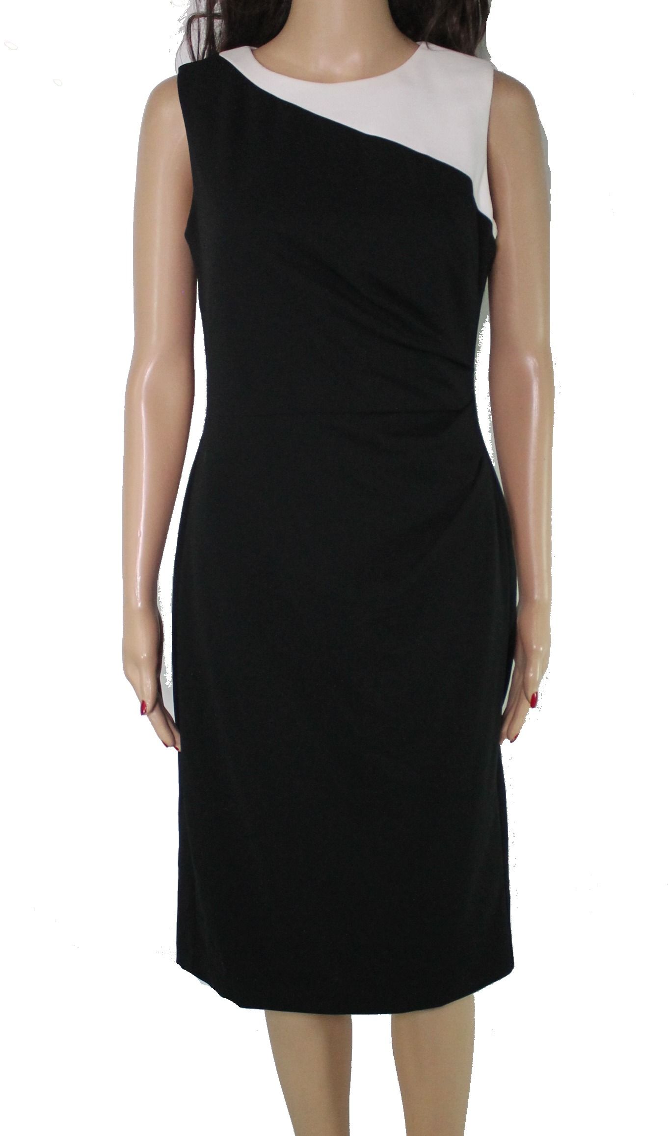 <br>Color: Blacks<br>Size Type: Regular<br>Size (Women's): 4<br>Lined: Yes<br>Sleeve Style: Sleeveless<br>Occasion: Any Occasion<br>Style: Sheath Dress<br>Look: Wedding Guest<br>Dress Length: Knee Length<br>Material: Polyester<br>Zipper: Back Zipper