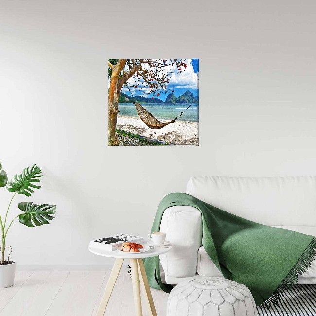 This nature and landscape themed painting is the perfect solution for decorating the walls of your home or office. This print allows you to immerse yourself in nature with your imagination. Ready to hang. Color: Multicolor | Product Dimensions: W60xD3xH60 cm | Material: Polyester, Wood | Product Weight: 0,85 Kg | Packaging Weight: 0,90 Kg | Number of Boxes: 1 | Packaging Dimensions: W61xD3,50xH61 cm.