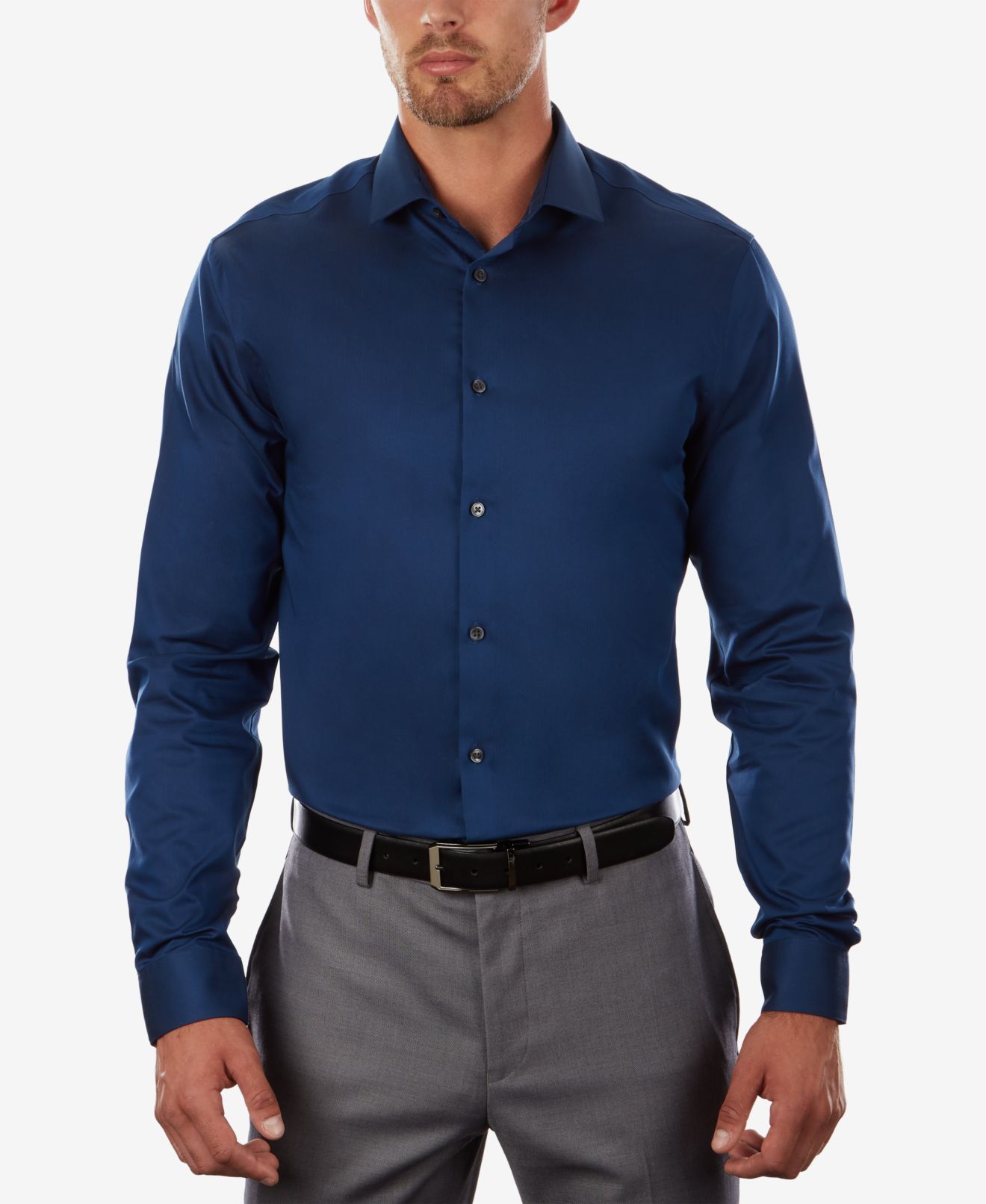 <br>Color: Blues<br>Size Type: Regular<br>Dress Shirt Size: 15<br>Sleeve Length: 34/35<br>Fit: Slim Fit, Fitted<br>Collar: Spread<br>Pattern: Stripes<br>Cuff Style: Standard Cuff<br>Material: 100% Cotton