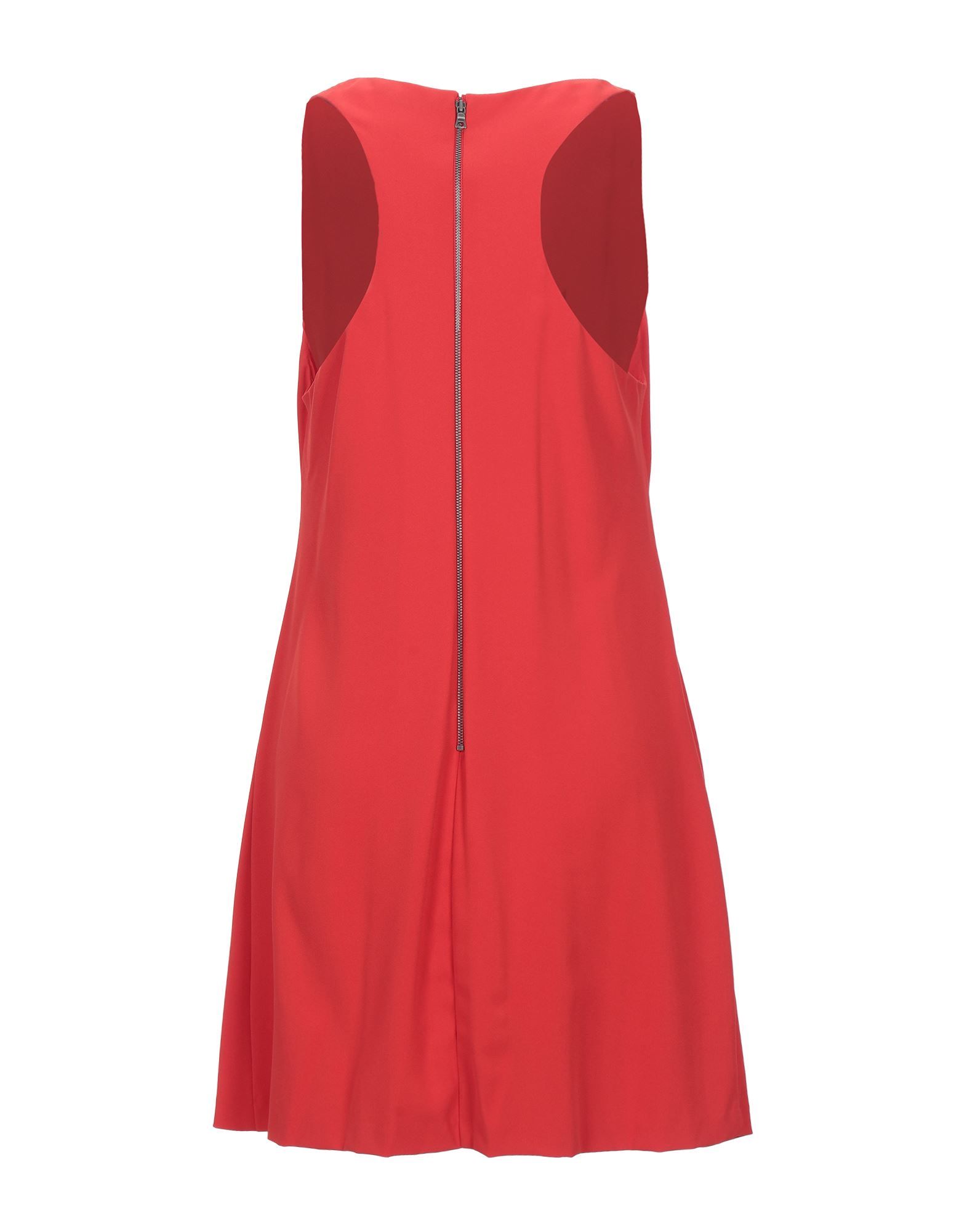crepe, no appliqués, basic solid colour, collar with draped neckline, sleeveless, no pockets, rear closure, zipper closure, fully lined