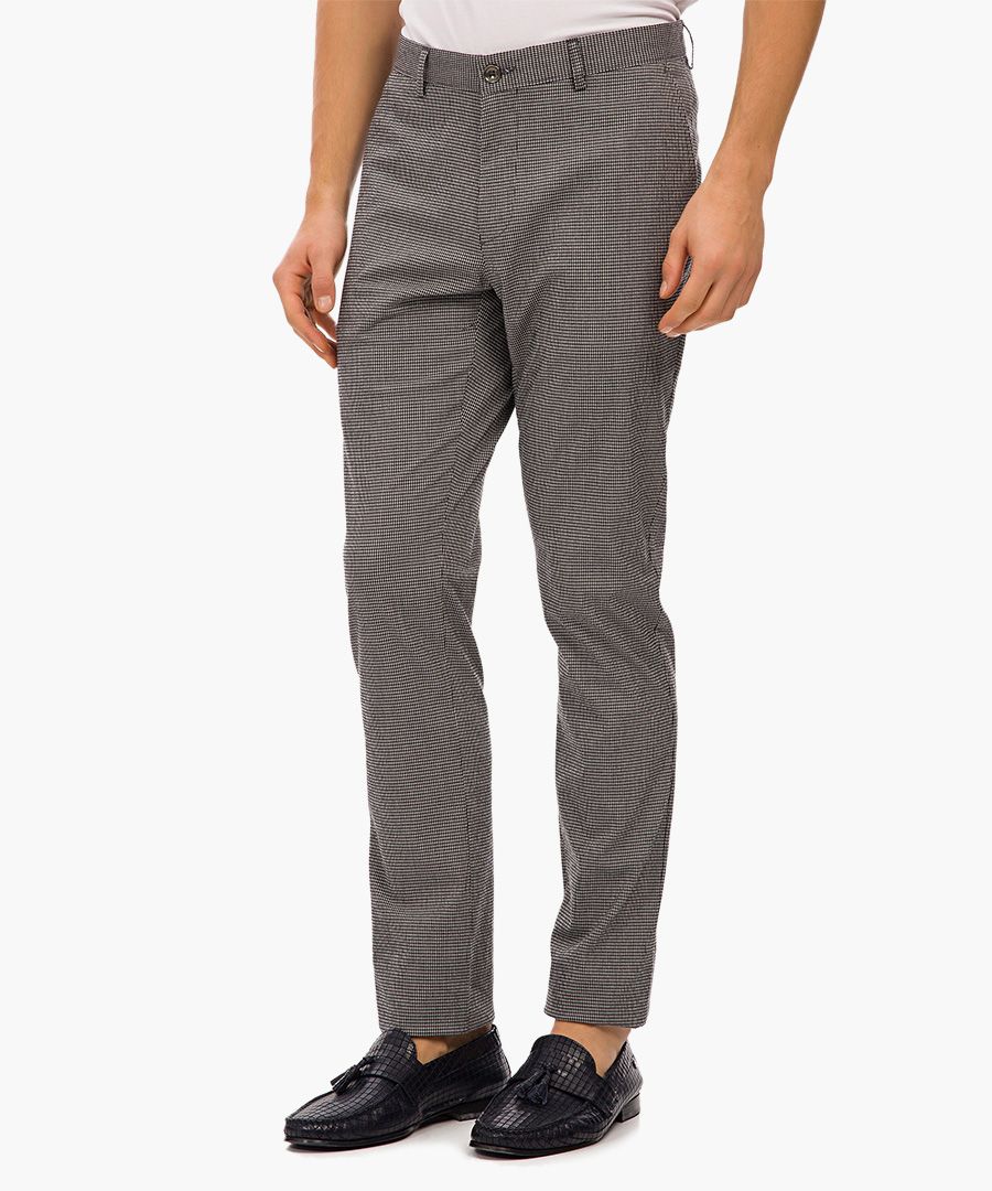 grey check cotton trousers