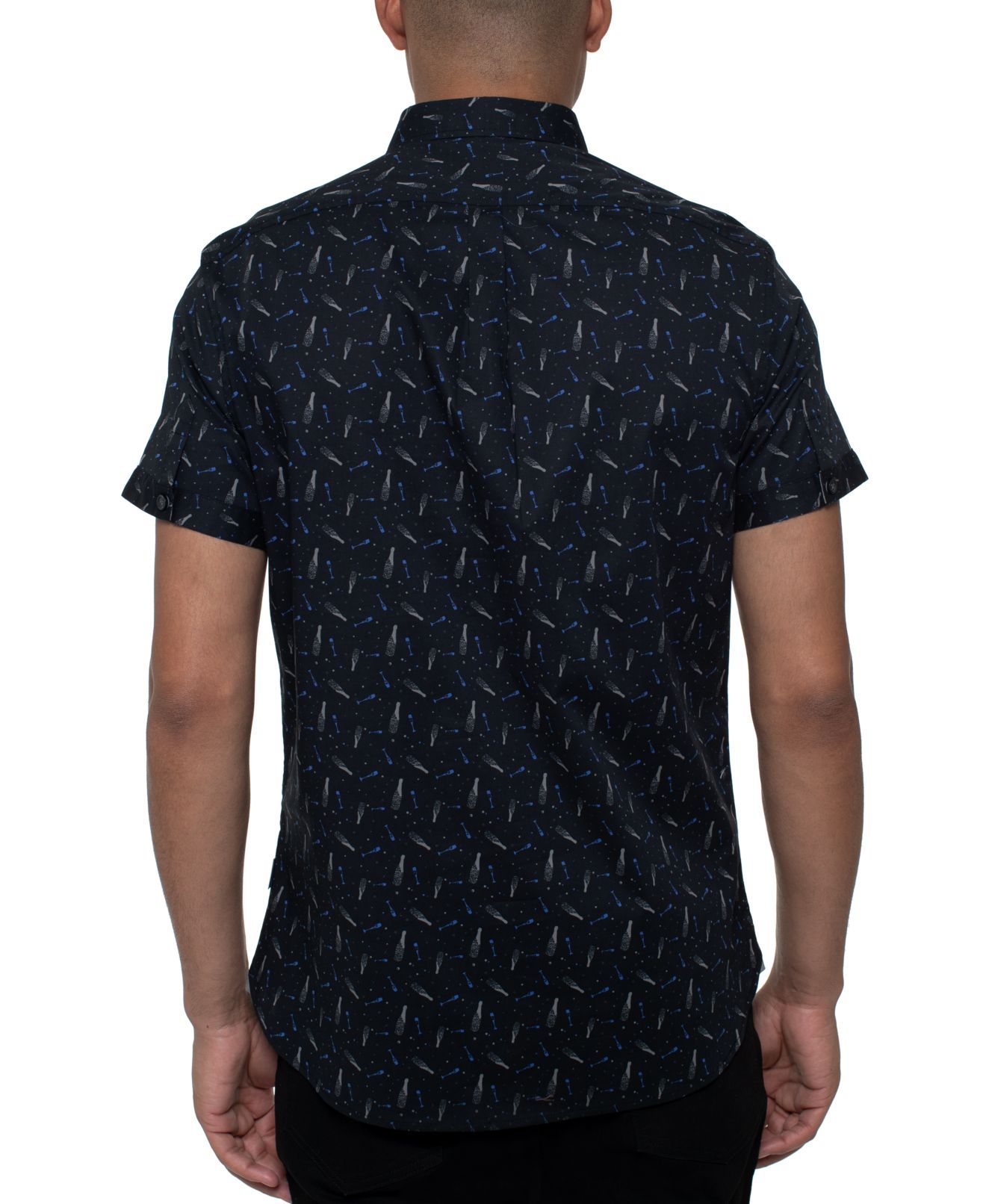 <br>Color: Blues<br>Size Type: Regular<br>Size (Men's): M<br>Sleeve Length: Short Sleeve<br>Style: Button-Front<br>Fit: Regular<br>Material: Cotton Blends