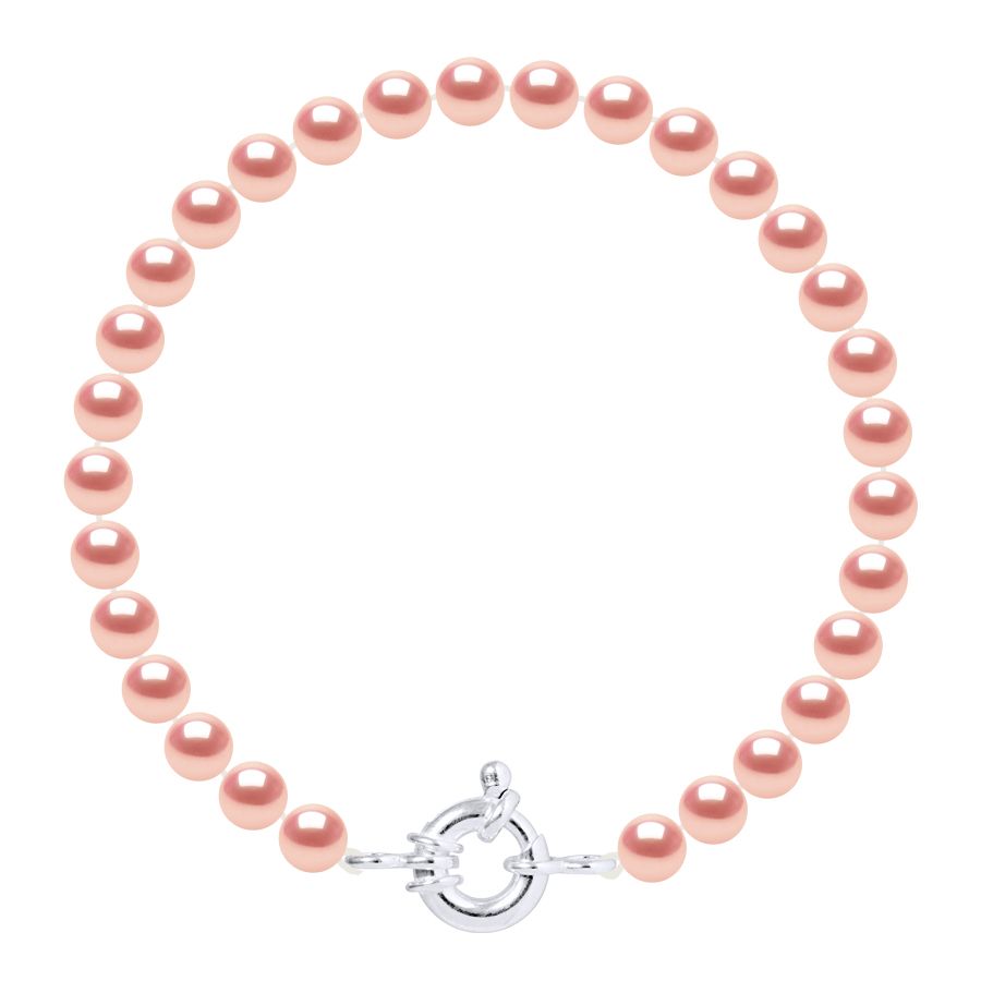 Bracelet made with Cultured Freshwater Pearls 6-7 mm - 0,24 in - Natural Pink Color and Spring Ring 925 Sterling Silver Length 18 cm , 7 in - Our jewellery is made in France and will be delivered in a gift box accompanied by a Certificate of Authenticity and International Warranty