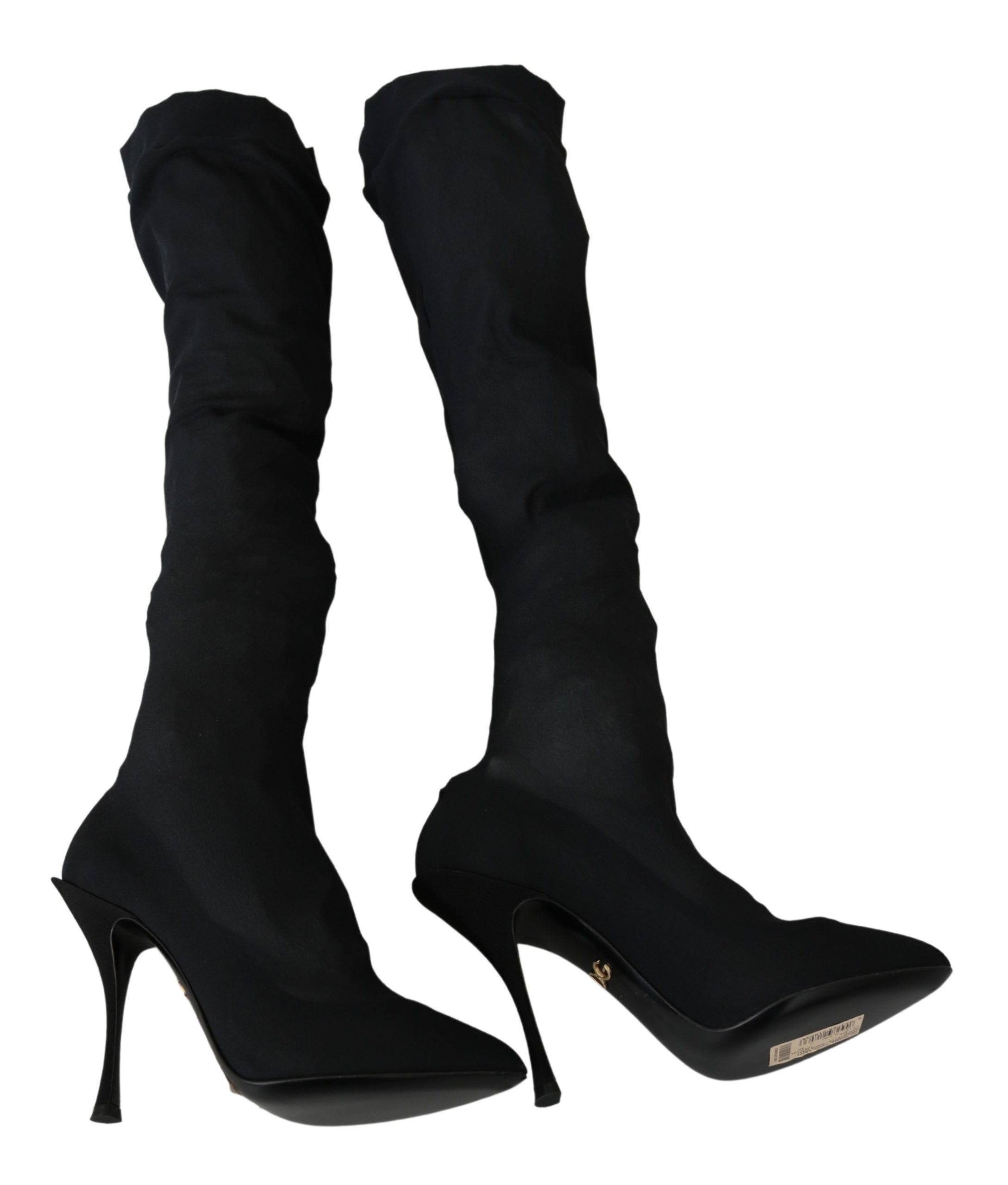 Dolce & Gabbana Black Tulle Stretch Knee Socks Boots Shoes