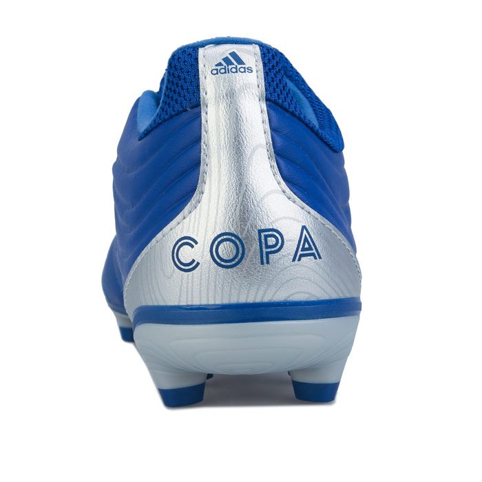 adidas Copa 20.3 Firm Ground Football Boots in royal blue.- Premium leather upper with mono-tongue construction.- Lace fastening. - Regular fit.- Primemesh collar for a sock-like fit.- 3 stripe detail to side.  - Branding to heel and tongue.- Foam heel.- Lightweight TPU outsole.- Leather and synthetic upper  Textile lining  Synthetic sole.- Ref.: EH1500