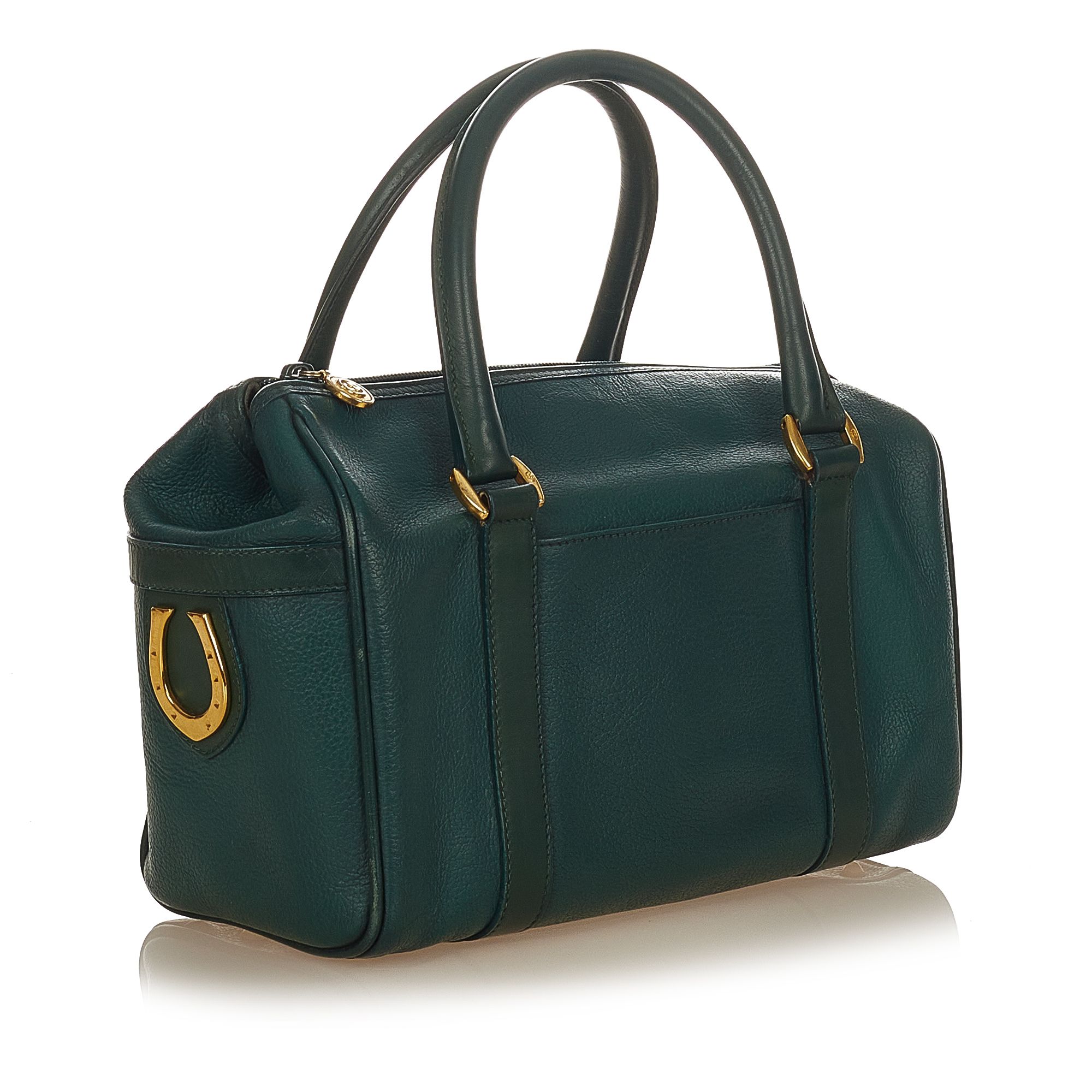 Vintage Gucci Leather Boston Bag Blue