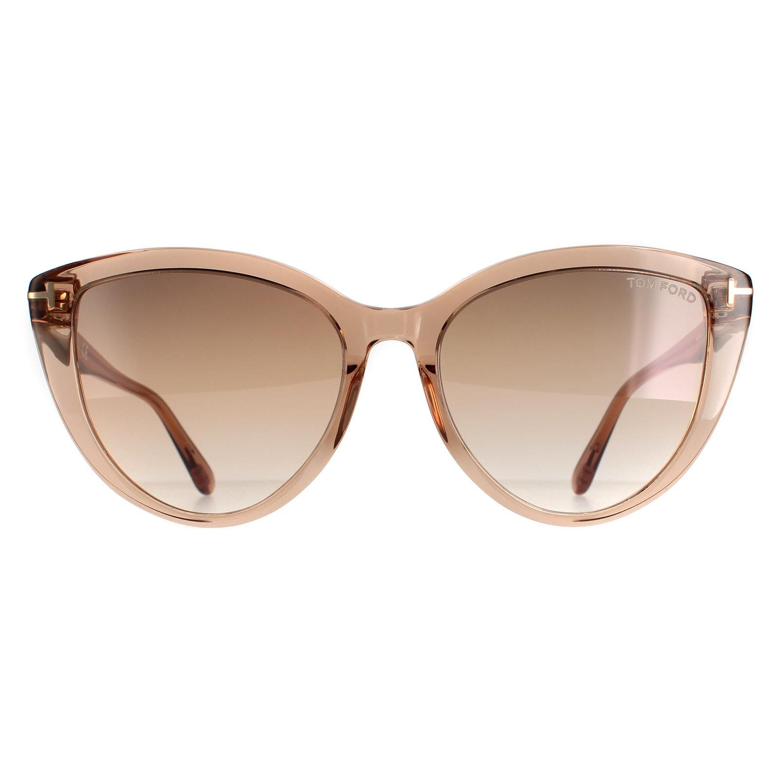 Tom Ford Cat Eye Womens Shiny Light Brown Brown Mirror FT0915 Isabella  Sunglasses