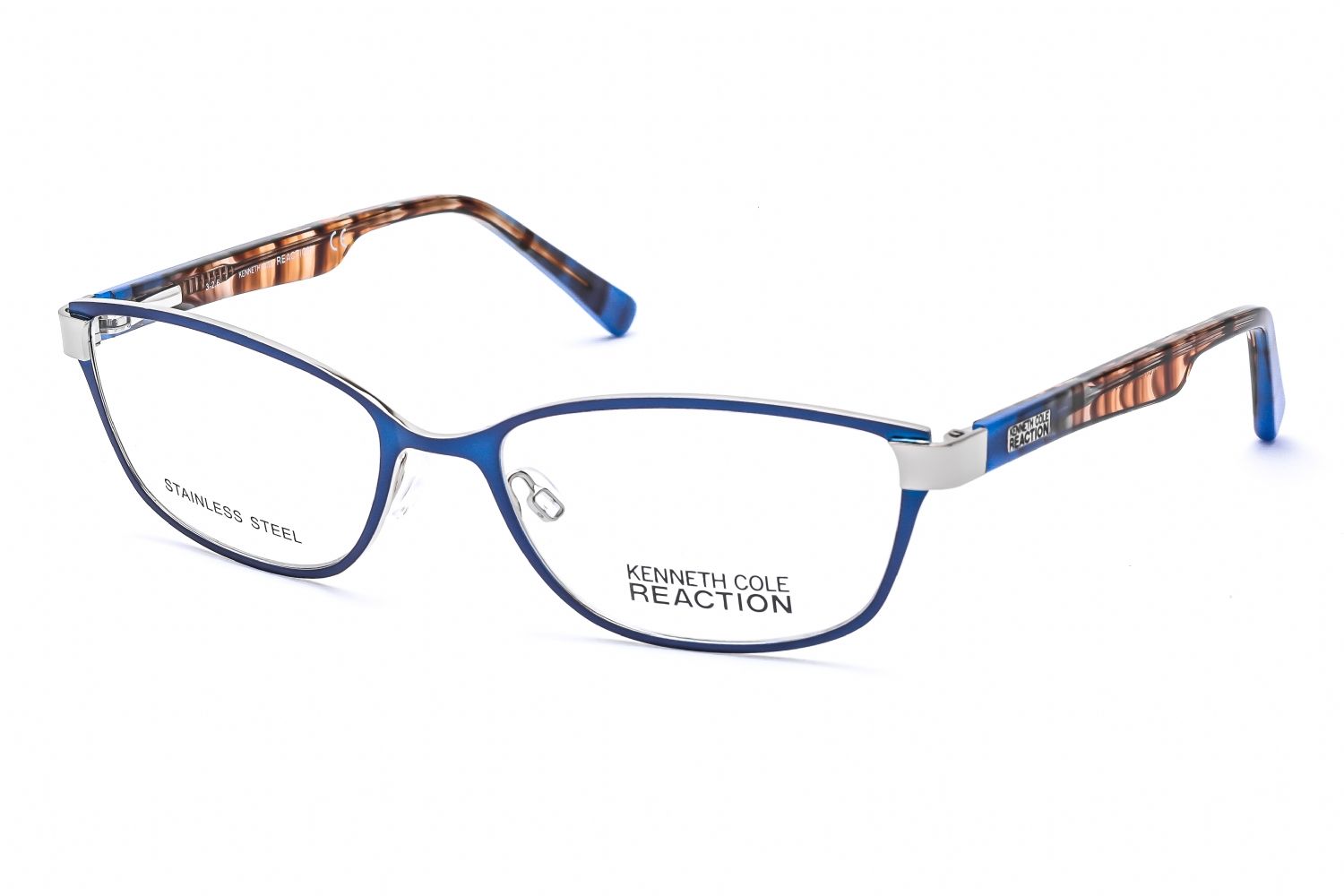 Style: Kenneth Cole Reaction KC0758 Eyeglasses Blue/other / Clear Lens Brand: Kenneth Cole Reaction Frame Style: Rectangular Frame Material: metal Color : Blue/other / Clear Lens Women Eyeglasses
