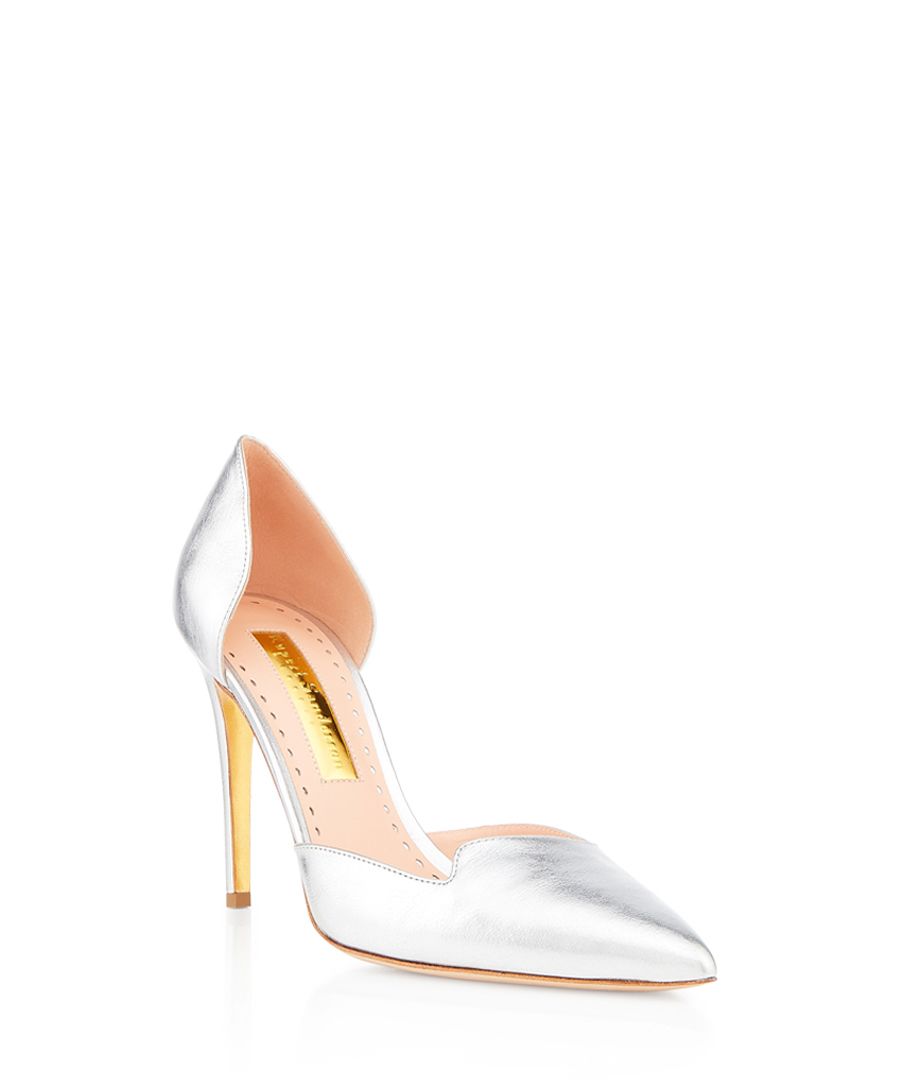 Silver-tone nappa leather court heels