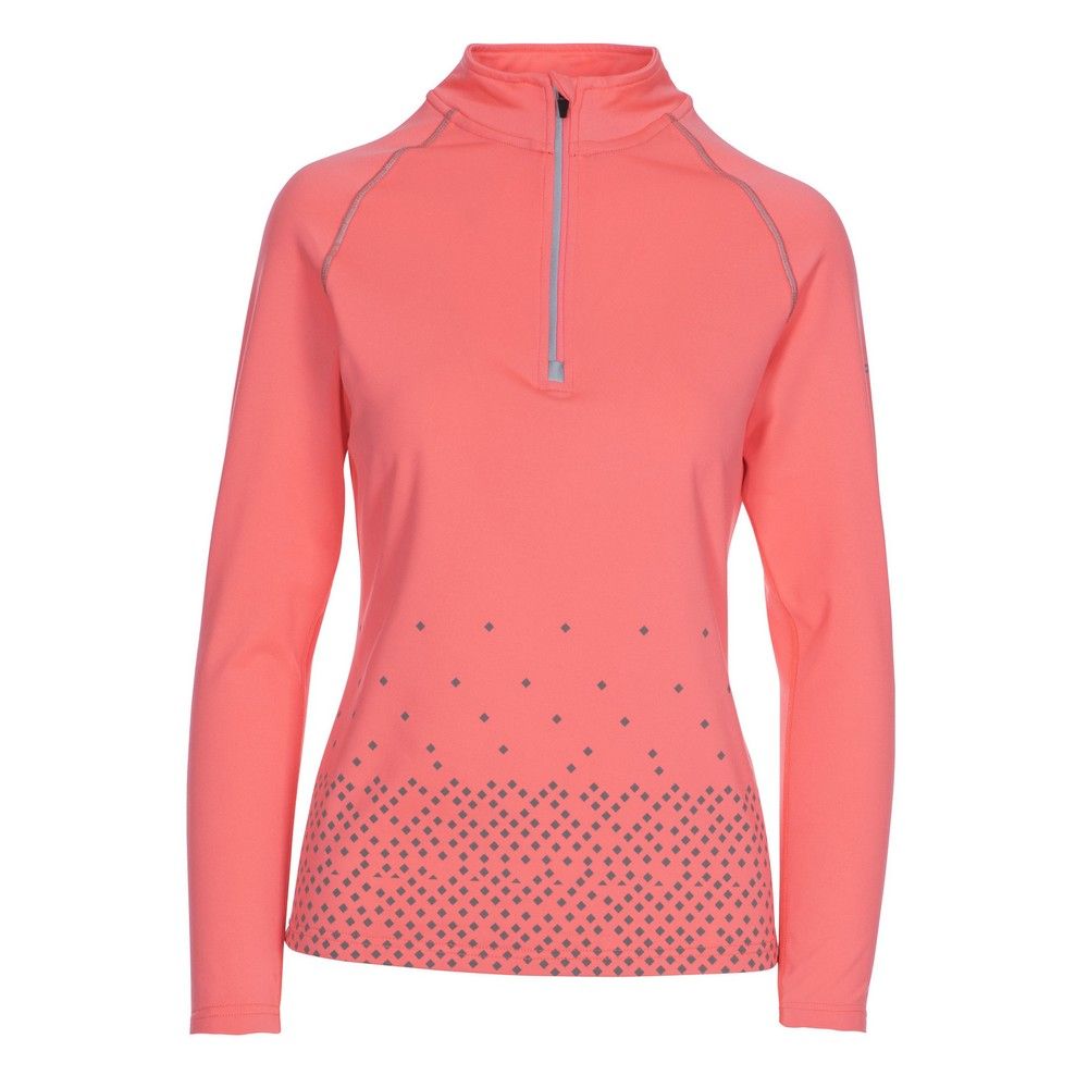 Material: 88% polyester/12% elastane. 1/2 neck zip. Long sleeve. Reflective print. Reflective piping along zip. Chin guard. Wicking. Quick dry. Chest sizing (approx): XS - 81cm, S - 86cm, M - 91.4cm, L - 96.5cm, XL - 101.5cm, XXL - 106.5cm.