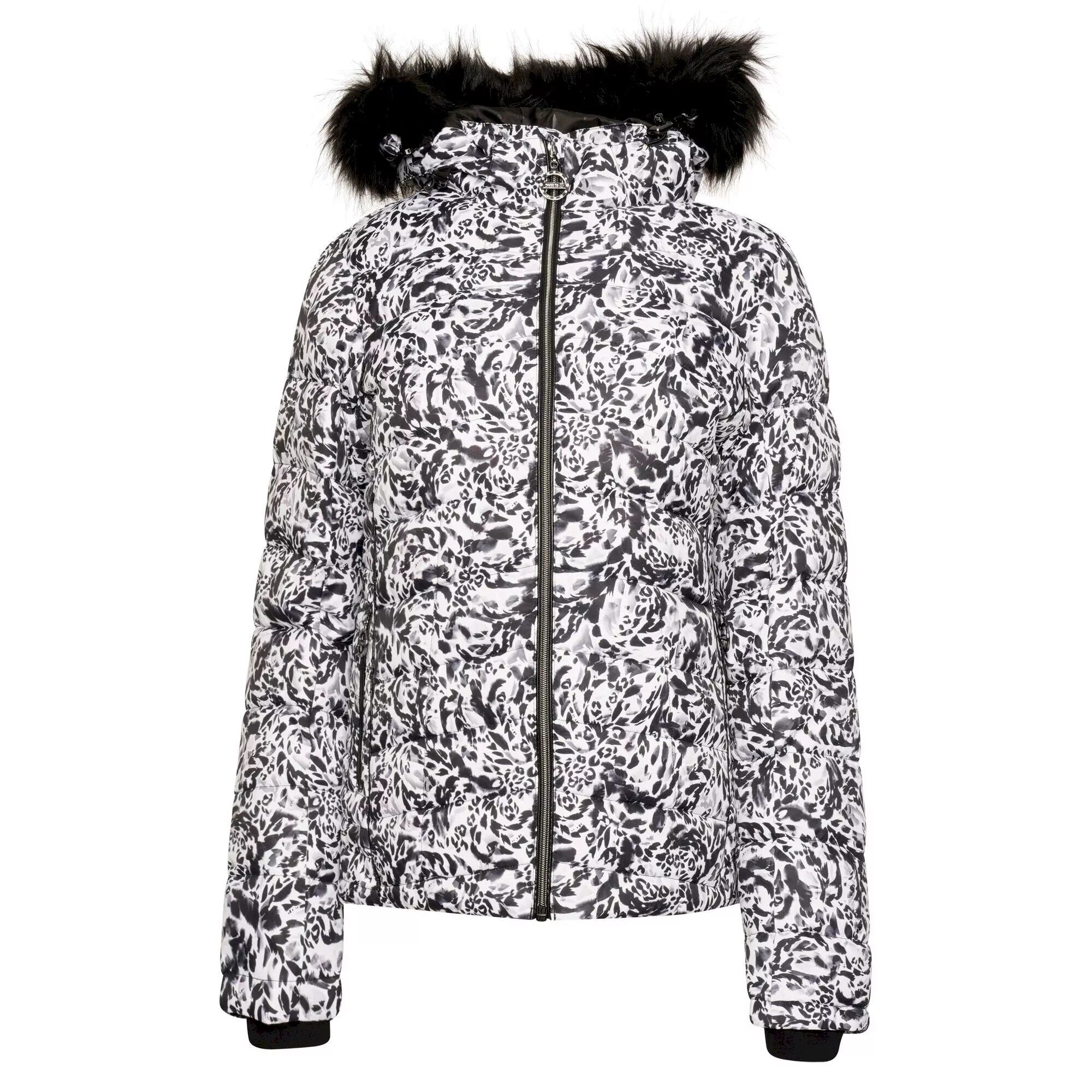 Verkeersopstopping tekort Afrikaanse Dare 2B Dames/Dames Glamorize III Leopard Print Gewatteerde Ski jas  (Zwart/Wit)
