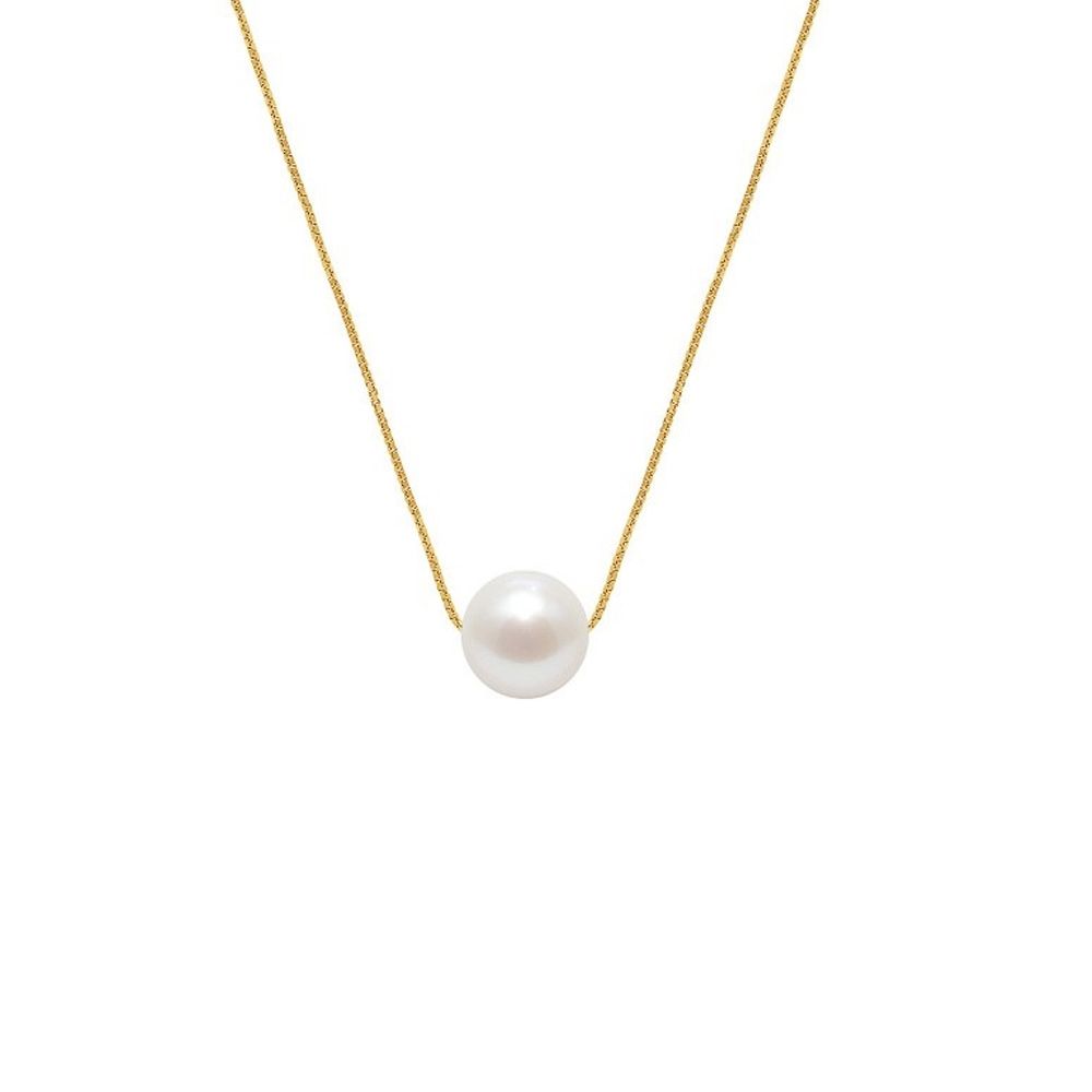 750/1000 yellow gold Venitian Chain and White Freshwater Cultured Pearl Woman Choker Necklace