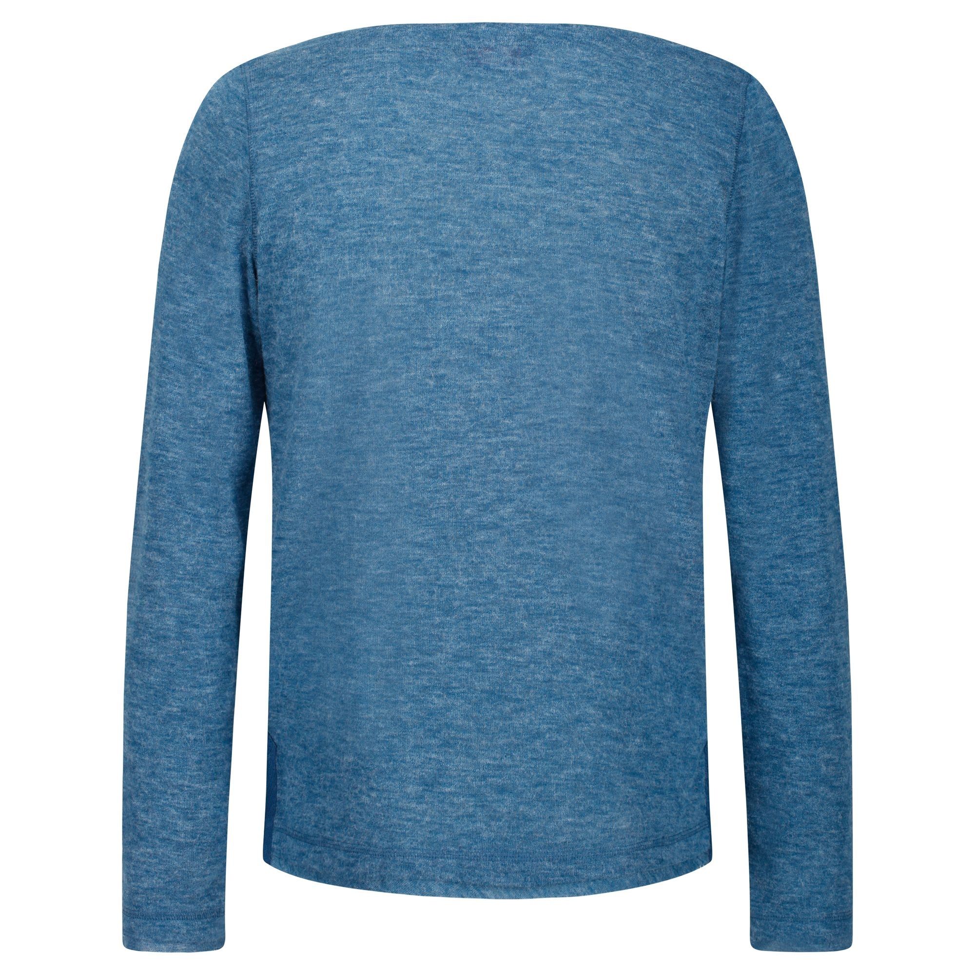 Womens long sleeved T-shirt made of 180gsm lightweight wool look fabric. Cowl neck style. Comfortable and stylish. 5% Elastane, 7% Viscose/Rayon mix, 88% Polyester.