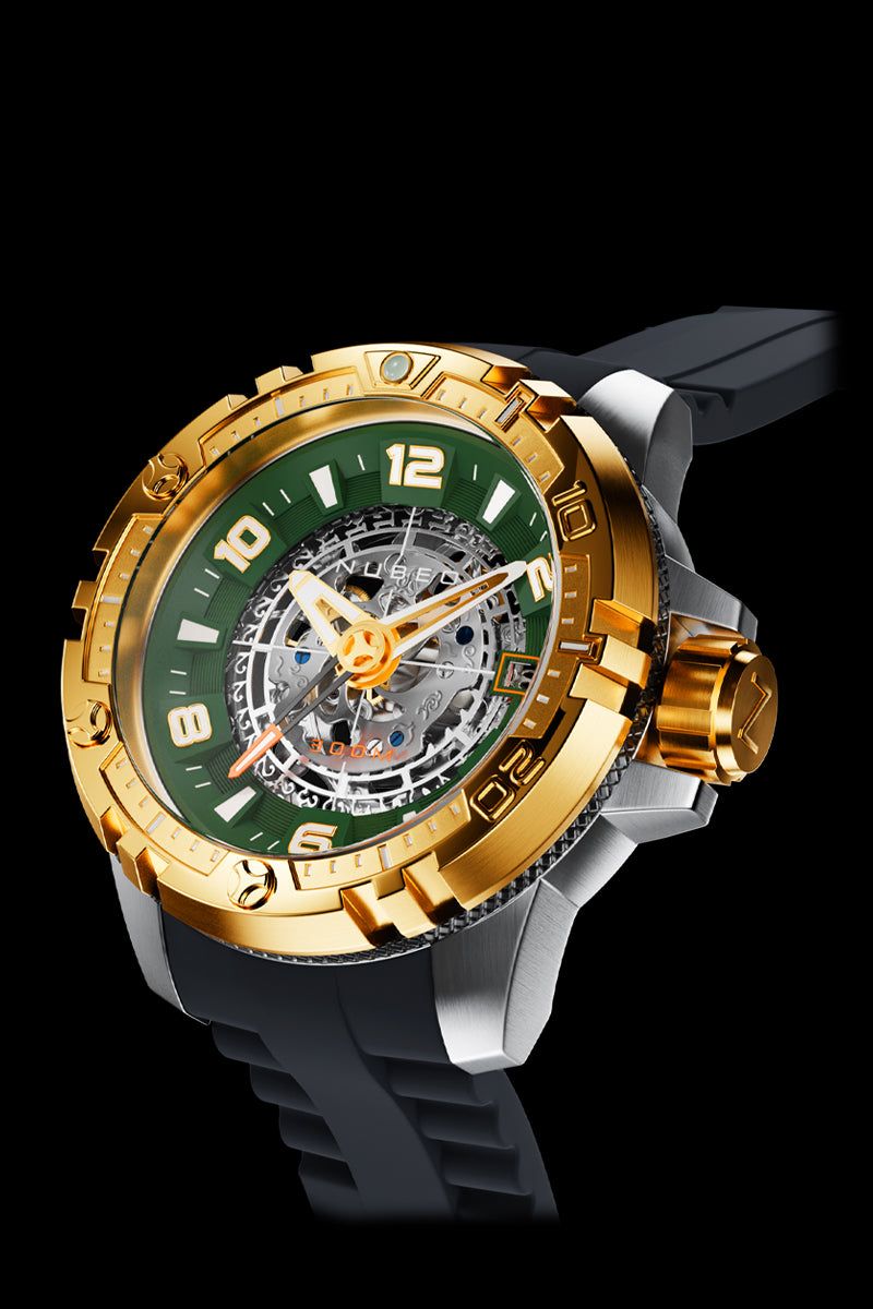 Nubeo Men's Andromeda Golden Green Automatic Skeleton Watch