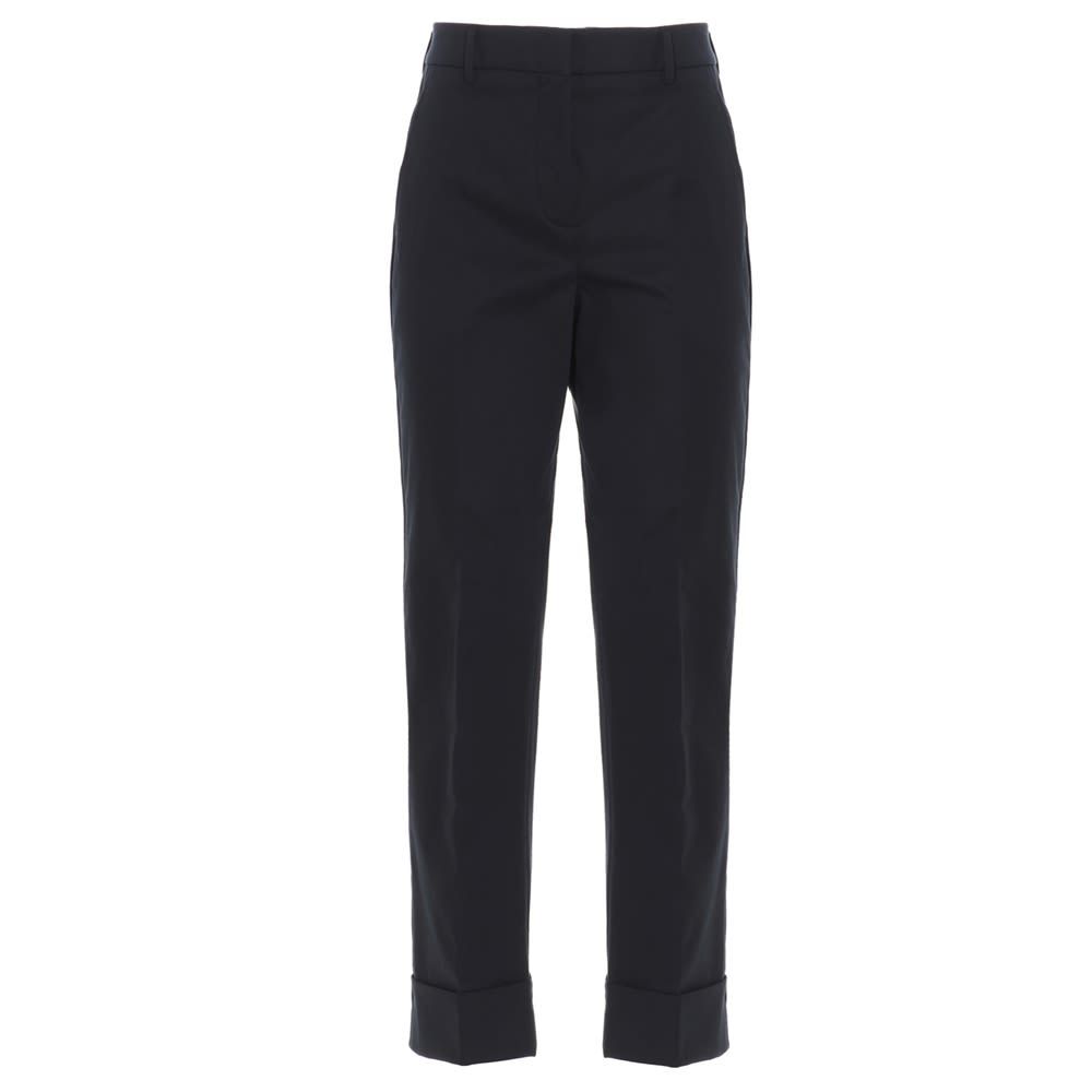 'Nevet' cotton pants with pockets, zip, hook and button closure and turn-up hem.