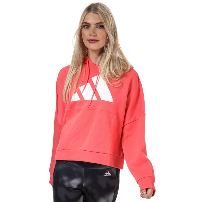 Womens adidas Back Zip Graphic Hoody in coral.- Back zip with hood.- Long sleeves.- Ribbed cuffs and hem.- Doubleknit.- Kangaroo pocket.- Moisture-absorbing AEROREADY.- Loose fit.- Main Material: 67% Cotton  33% Polyester (Recycled).  Machine washable. - Ref: GK2116