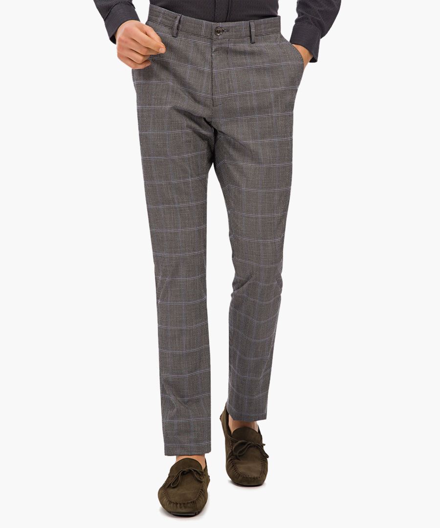 grey check cotton trousers